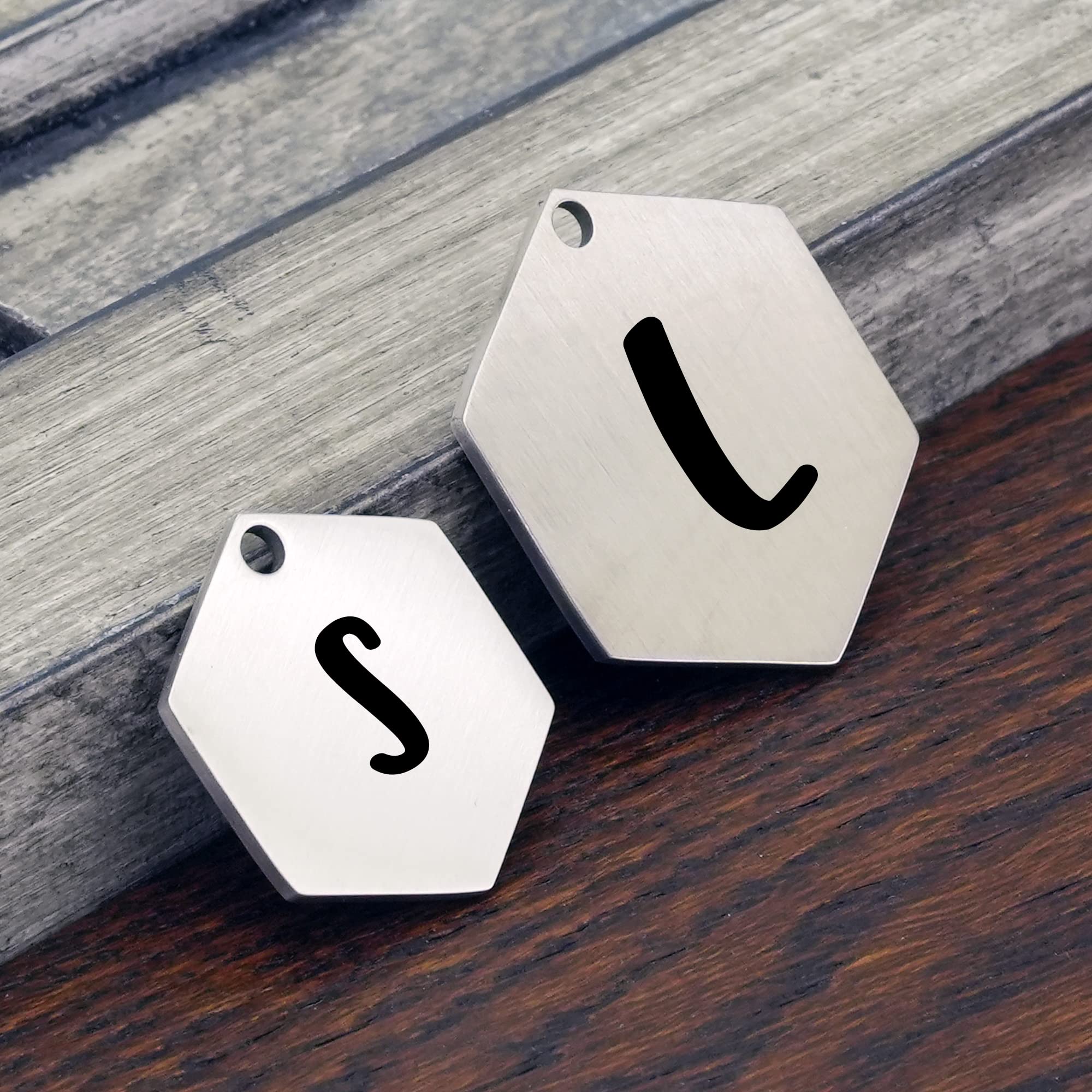 Ultra Joys Dog Id Tag, Custom Dog Tag, Personalized Dog Tag, Dog Tag, Pet Id Tag, Dog Tag For Dogs, Brushed Stainless Steel Hexagon Dog Tag Silver Large