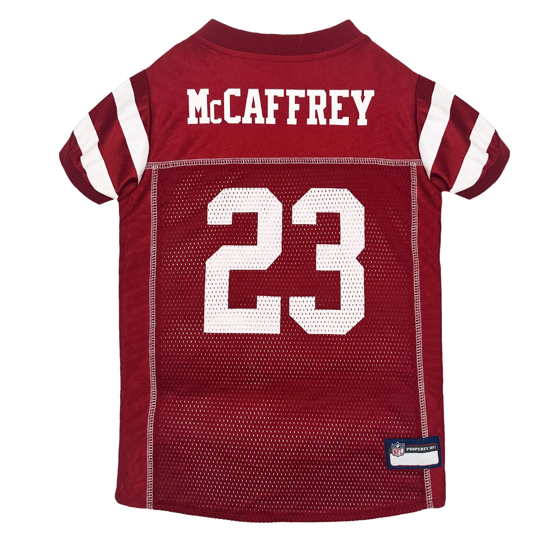 Pets First Nflpa Christian Mccaffrey Pet Jersey #23, Nfl Dog Shirt, San Francisco 49Ers Mesh Jersey, Size Medium