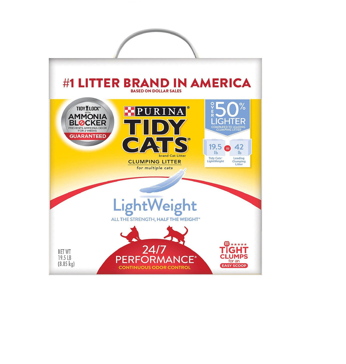 Purina Tidy Cats Light Weight, Low Dust, Clumping Cat Litter, Lightweight 24/7 Performance Multi Cat Litter - 19.5 Lb. Box