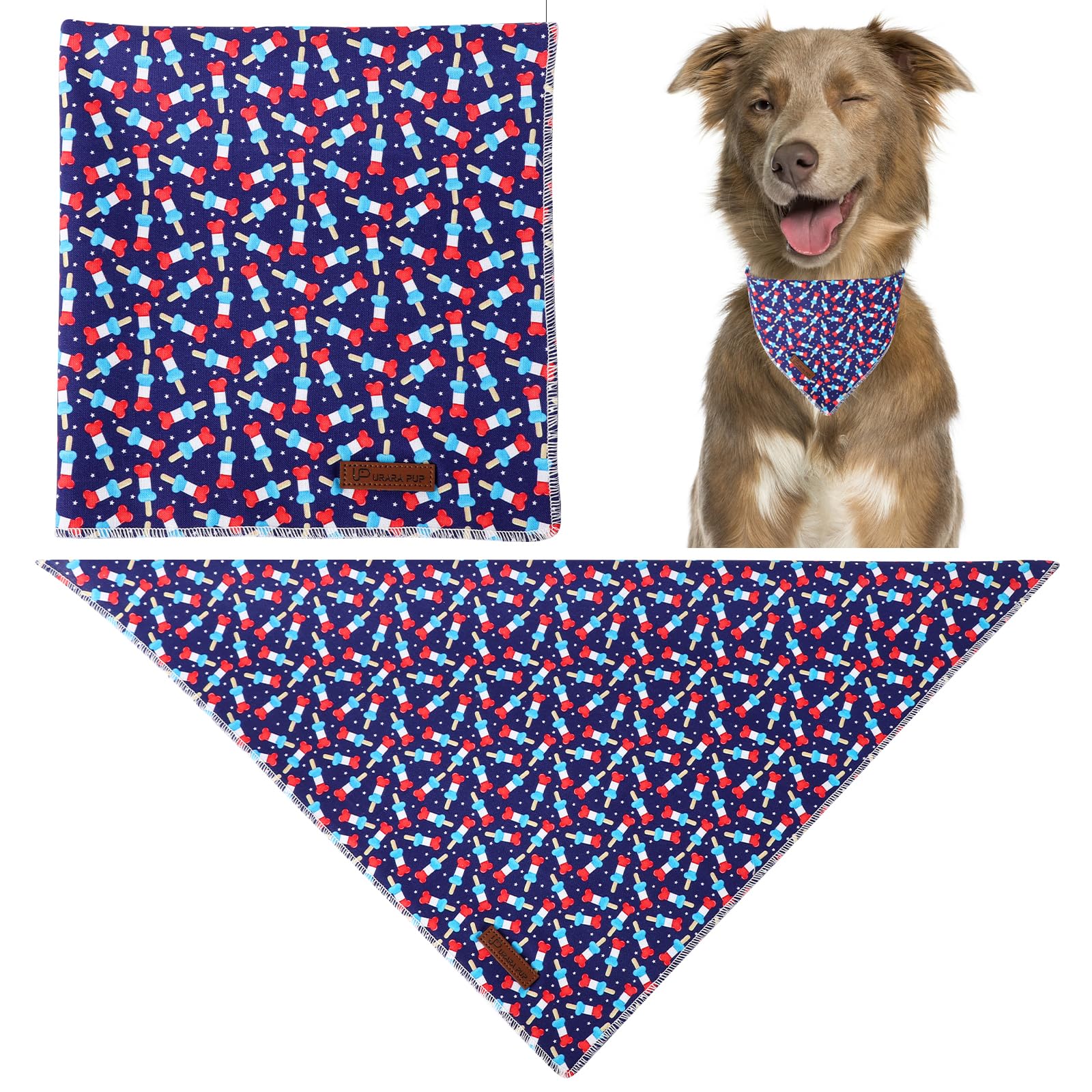 4Th Of July Dog Bandana, Patriotic Bandana For Small Medium Dog, Cute Patriotic Puppy Bandana, Cotton American Flag Pet Triangle