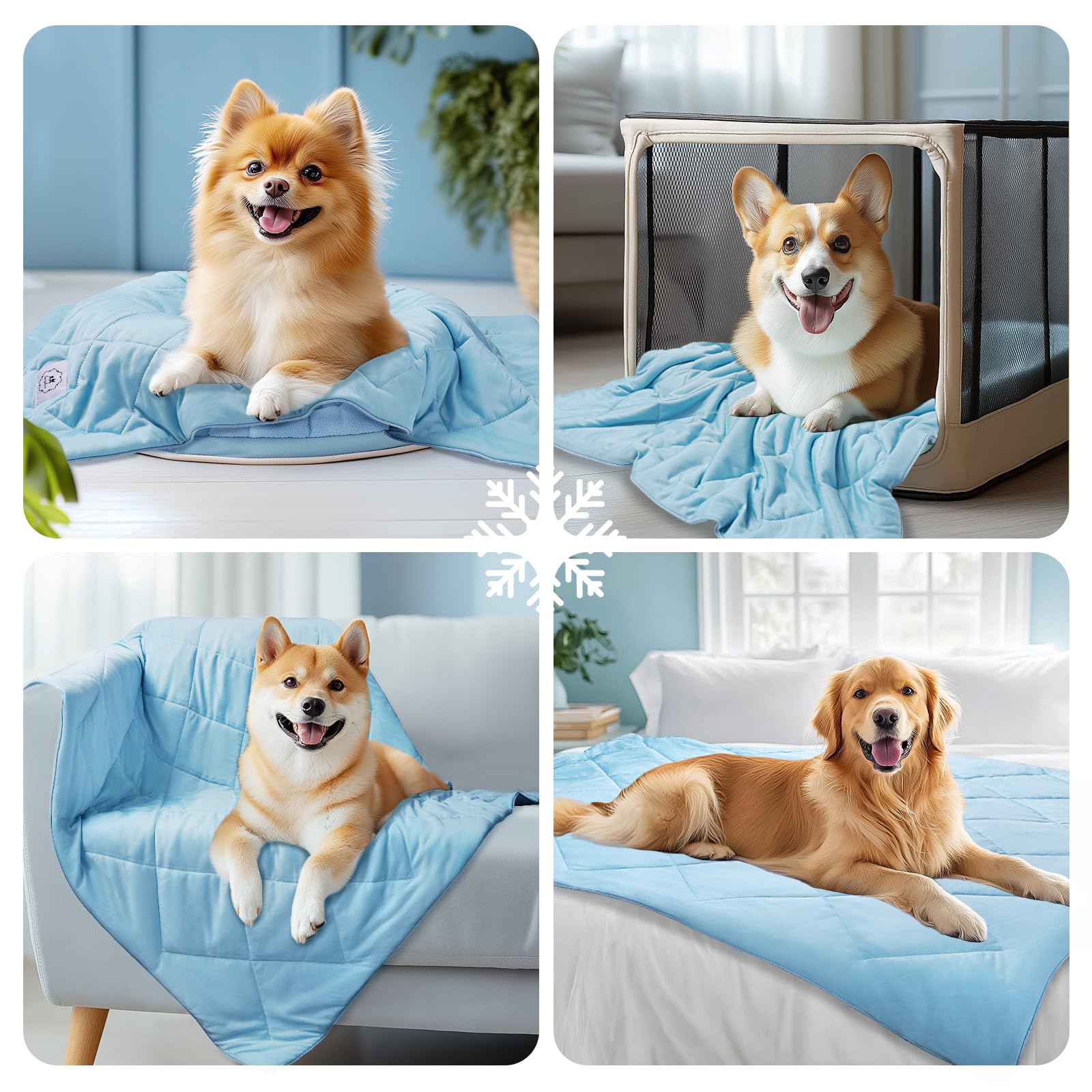 Luciphia Premium Cooling Blanket For Dogs Washable Q-Max>0.4 Pet Cool Mat For Cats Hot Weather Puppy Lightweight Throw Calming P