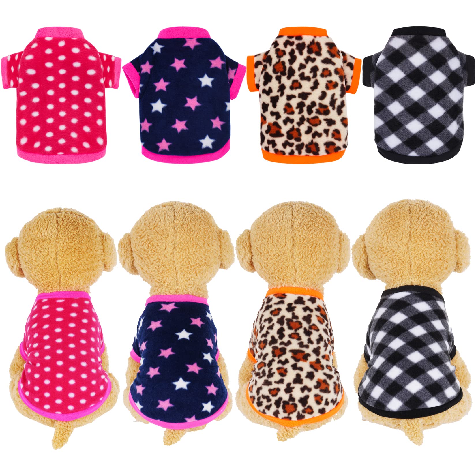 Rbenxia 4-Piece Dog & Puppy Fleece Sweater Set - Soft, Warm Sweatshirts & Pajamas For Small Dogs & Cats (X-Small)