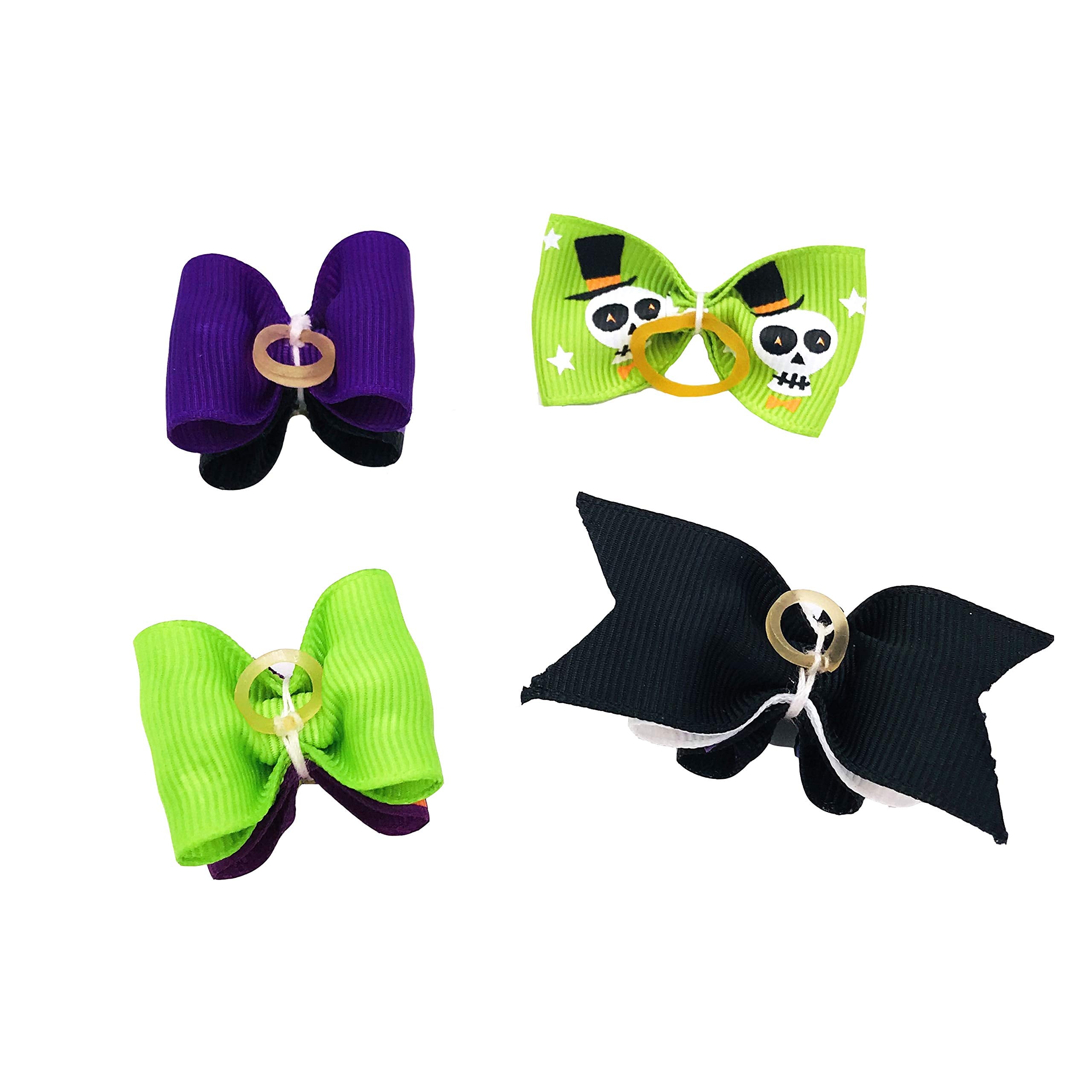Jpgdn 50Pcs Halloween Small Dogs Hair Bows Puppy Hair Bow Ties With Pumpkin Skull Bat Ghost Rhinestone For Doggie Cat Kitten Rabbit Medium Pet Hair Flowers Bowknot Grooming Accessories Attachment