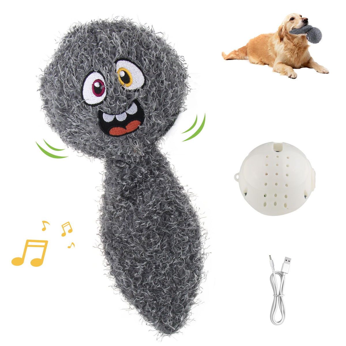 Petgeek Interactive Dog Ball, Squeaky Toys With Music And Recording, Rechargeable Vibrating Dog Ball For Small/Medium/Large Dogs