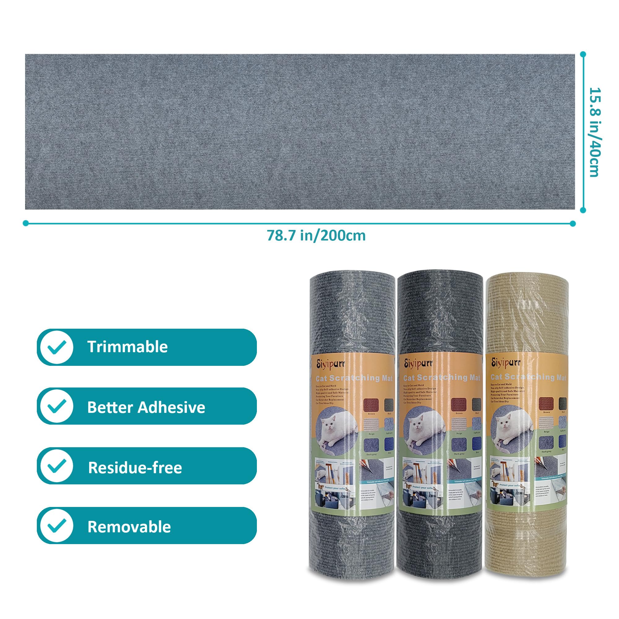 Cat Furniture Protectors From Scratching,Adhesive Cat Couch Protector,78.7X15.8Inch Diy Wall Scratcher,Couch Corner Scratcher Ma