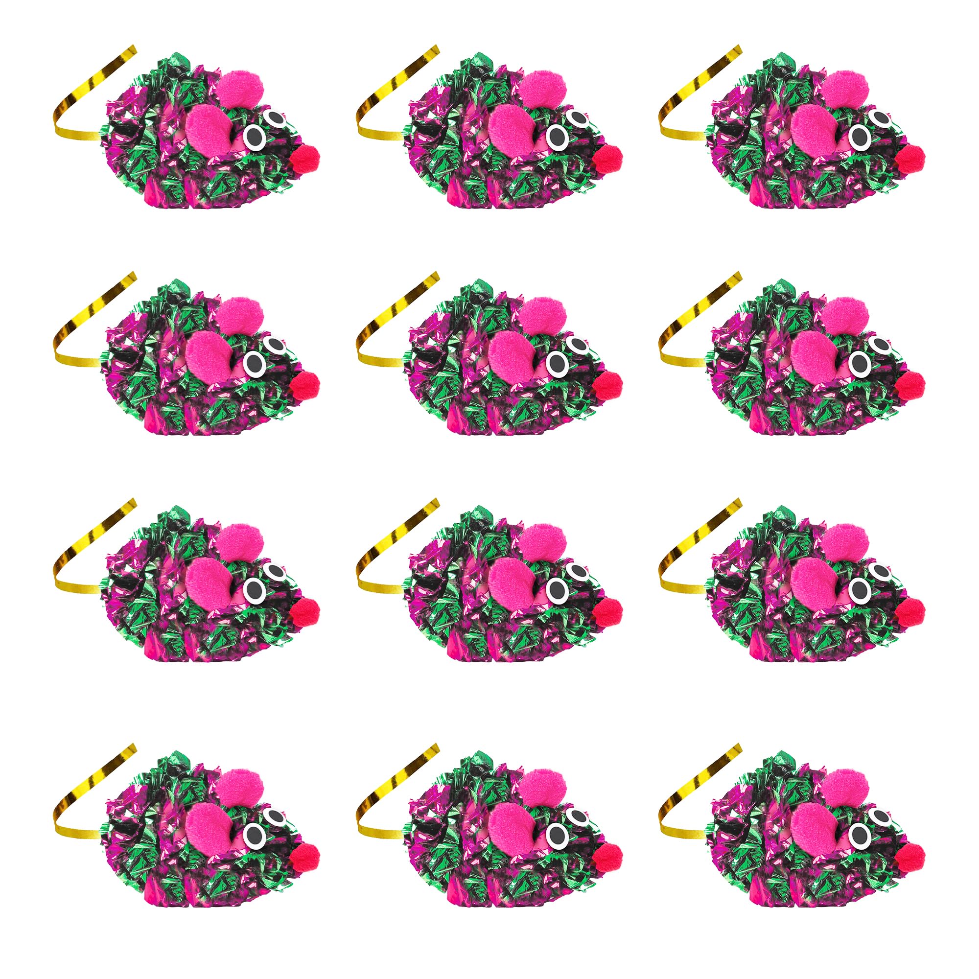 Sungrow 12 Pack Cat Crinkle Mice, 6X1.5 Inch Mice For Indoors, Keep Your Feline Energetic & Excited With Vibrant Colors, Lightwe