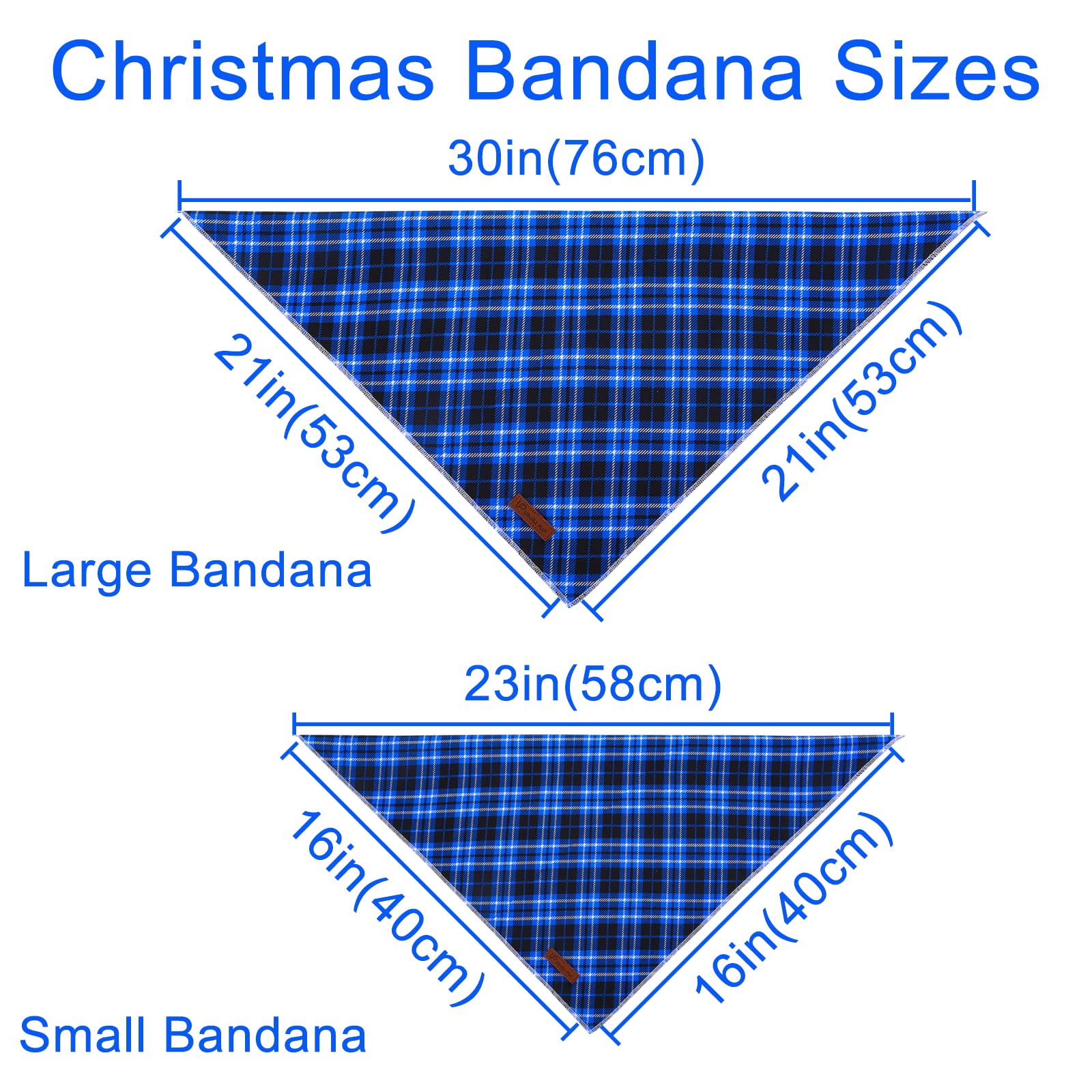 Christmas Dog Bandana, Up Urara Pup Blue Plaid Triangle Bid Scarf, Cotton Pet Kerchief For Girl Boy Dogs Or Cats, Blue Winter Do