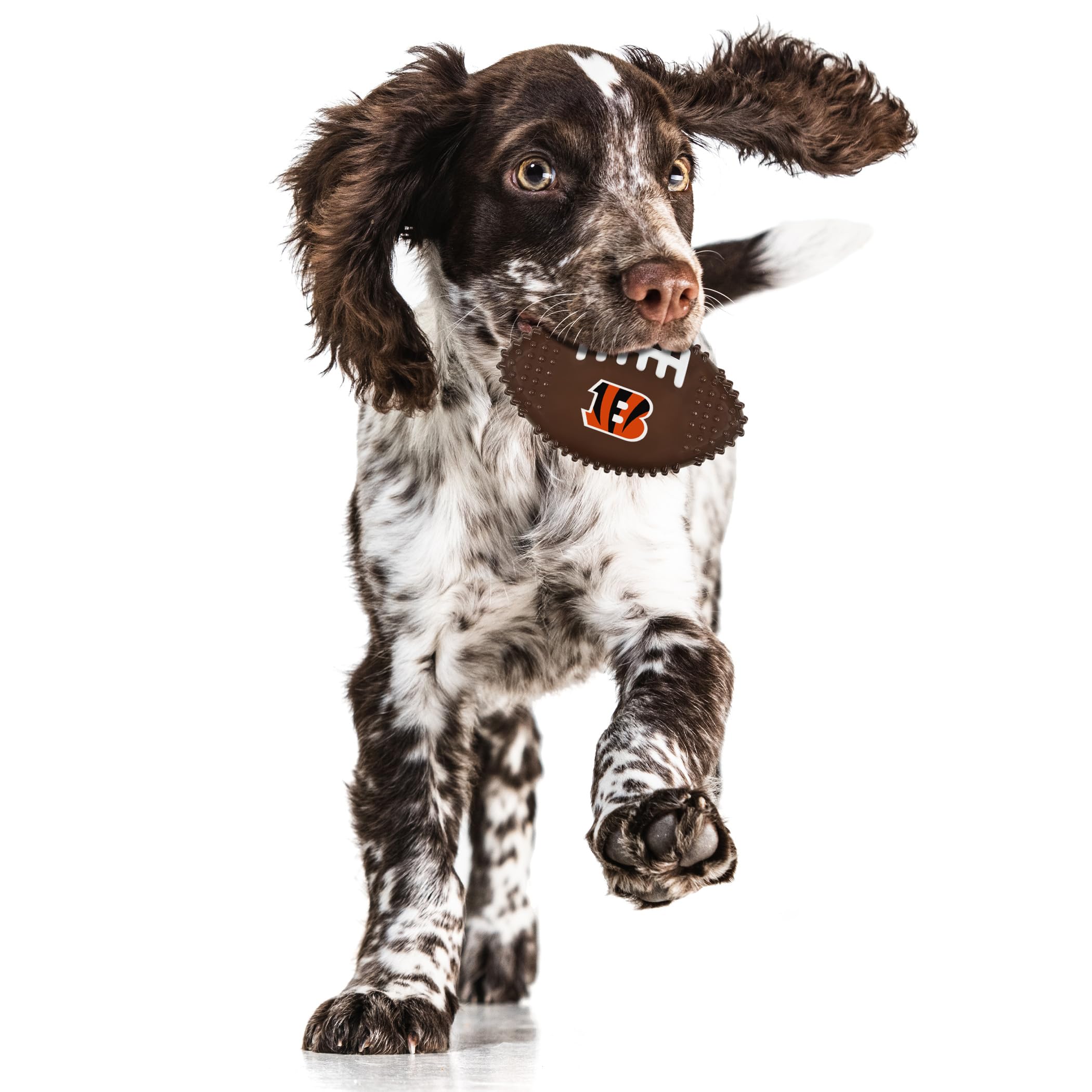 Nfl Cincinnati Bengals Bacon-Flavored Dog Bone Football Chew Toy - Indestructible, Strong, Durable Toy For Aggressive Chewers