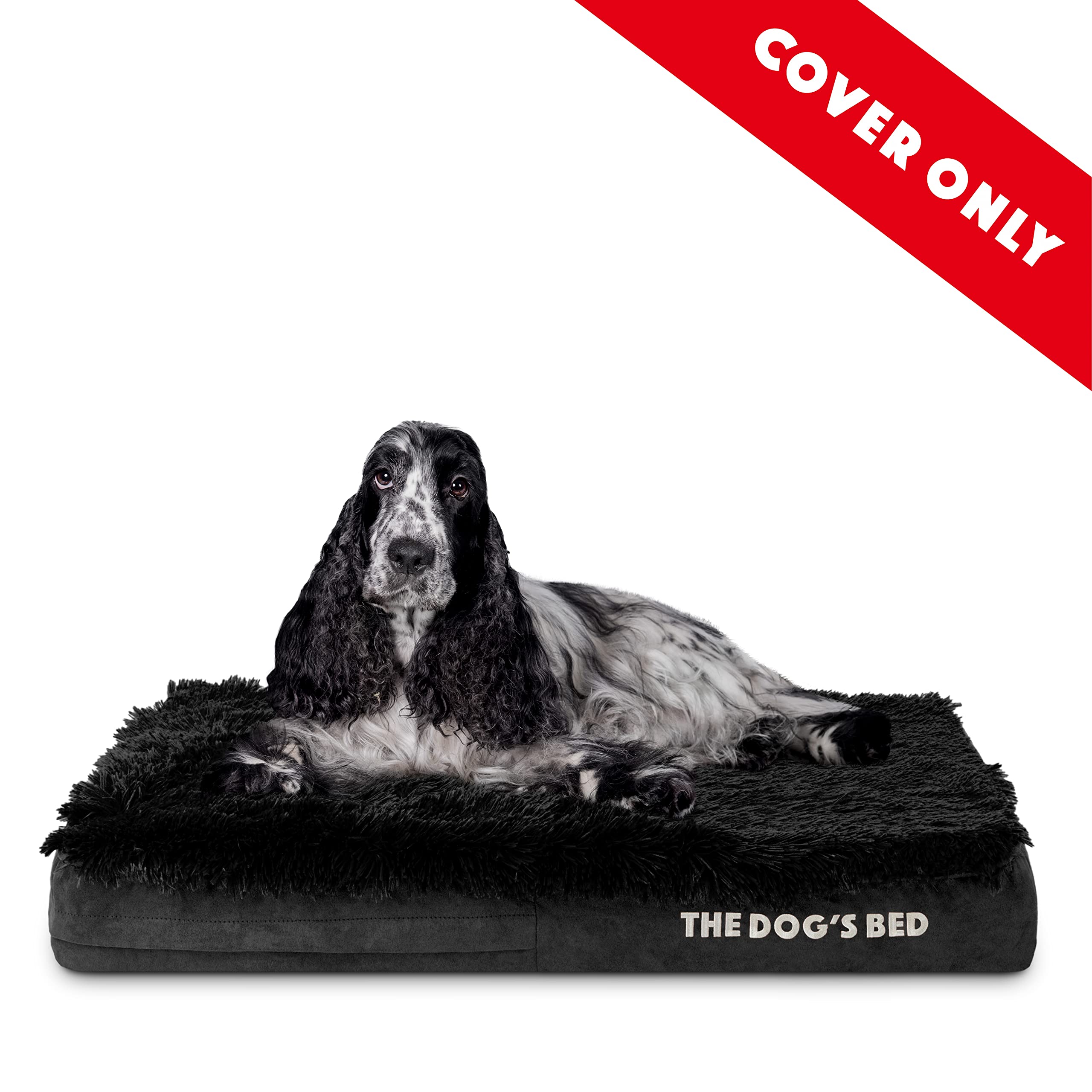 The Dog's Balls Replacement Outer Cover - Washable Oxford Fabric, Medium 34" x 22", Grey Faux Fur