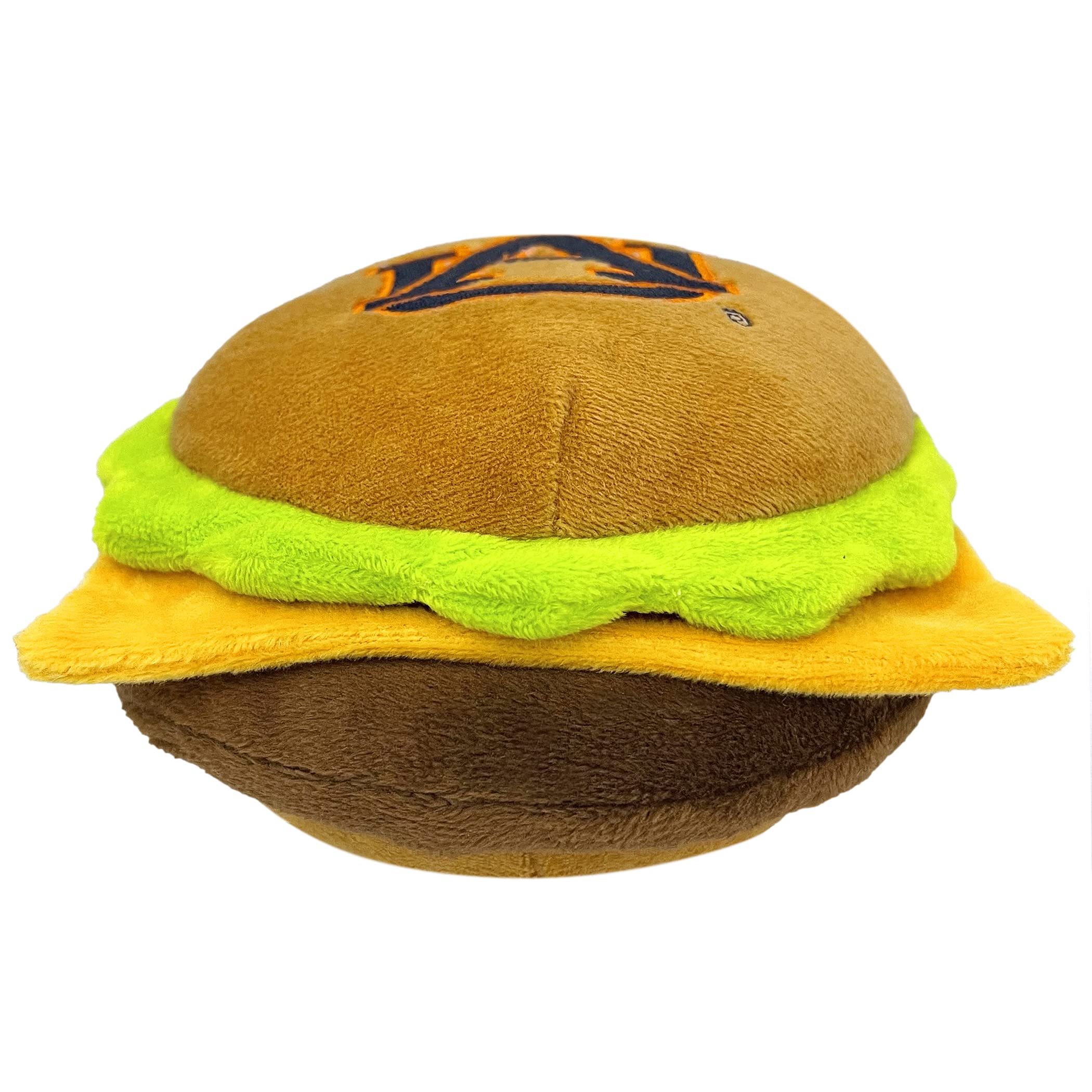 Pets First Ncaa Auburn Tigers Cheeseburger Plush Dog & Cat Squeak Toy- Cutest Stadium Hamburger Snack Plush Toy For Dogs & Cats