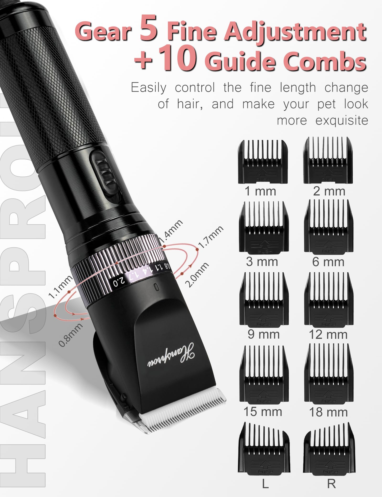 Hansprou Dog Grooming Clippers,Upgraded 36V Heavy Duty Dog Clippers,Professional Dog Shaver for Thick Coat,Corded Pet HairTrimme
