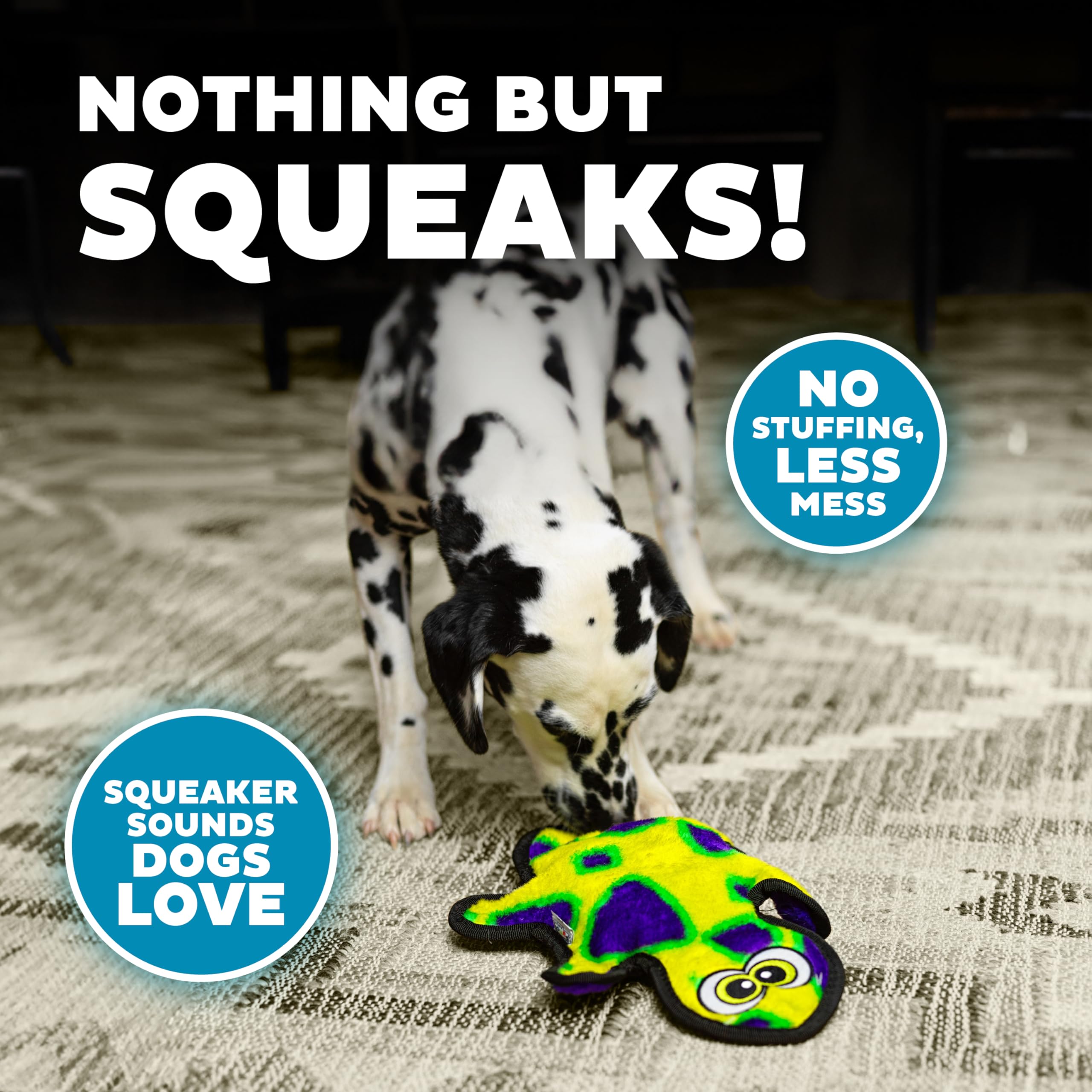Outward Hound Durablez Tough Plush Squeaky Dog Toy, Gecko, Green, Medium
