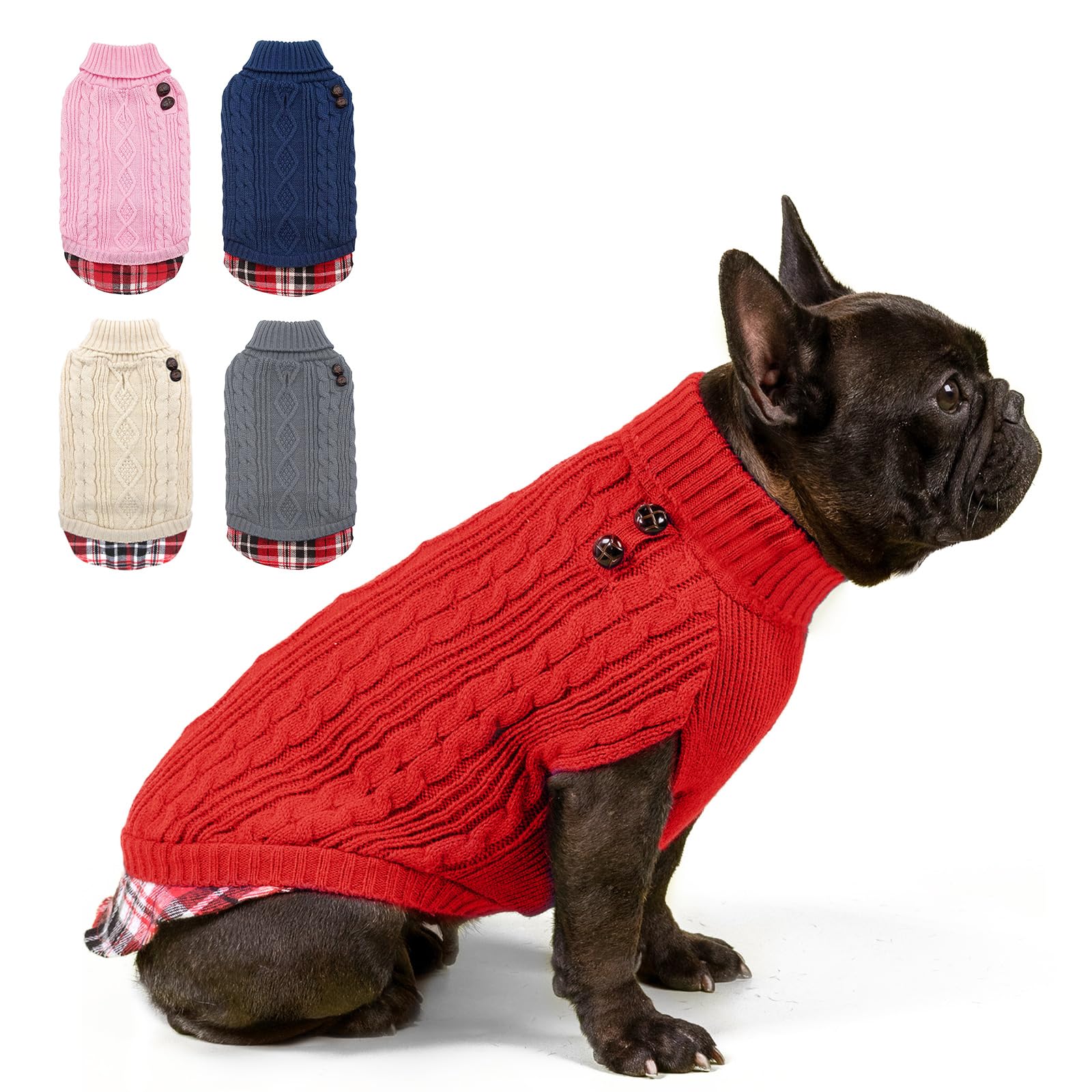 Kyeese Christmas Dog Sweaters Red For Small Medium Dog Pullover Sweater Knitwear Knit Warm Pet Coat For Fall Winter