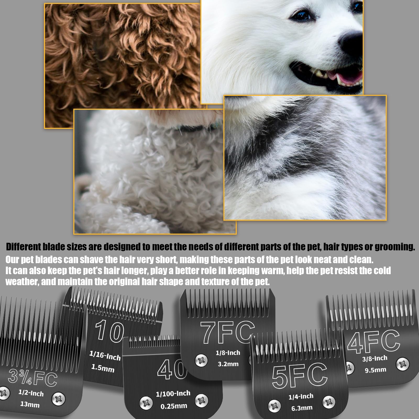 Yaziyir 6 Packs Detachable Dog Grooming Steel Blades With Blade Case Holder,Compatible With Andis,Oster A5,Wahl Km-10 Series,Cut
