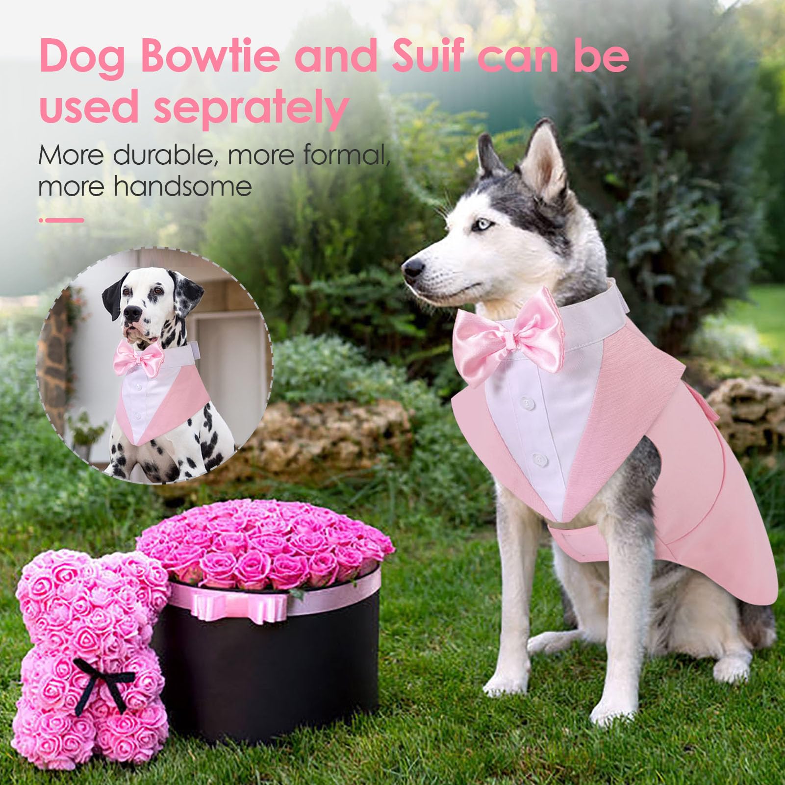 Aofitee Dog Tuxedo For Large Dogs, Formal Dog Suit And Tie, Gentle Dogs Wedding Party Suit Bow Tie Shirt, Pet Wedding Outfit Wit
