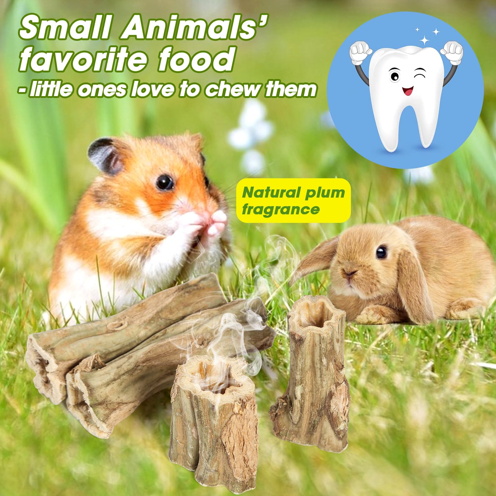 Abizoo Rabbit chew Toys for Bunnies,4 Pcs Natural Papaya Wood Chew Sticks Bunny Chews for Teeth Chinchilla Guinea Pig Hamster Ge