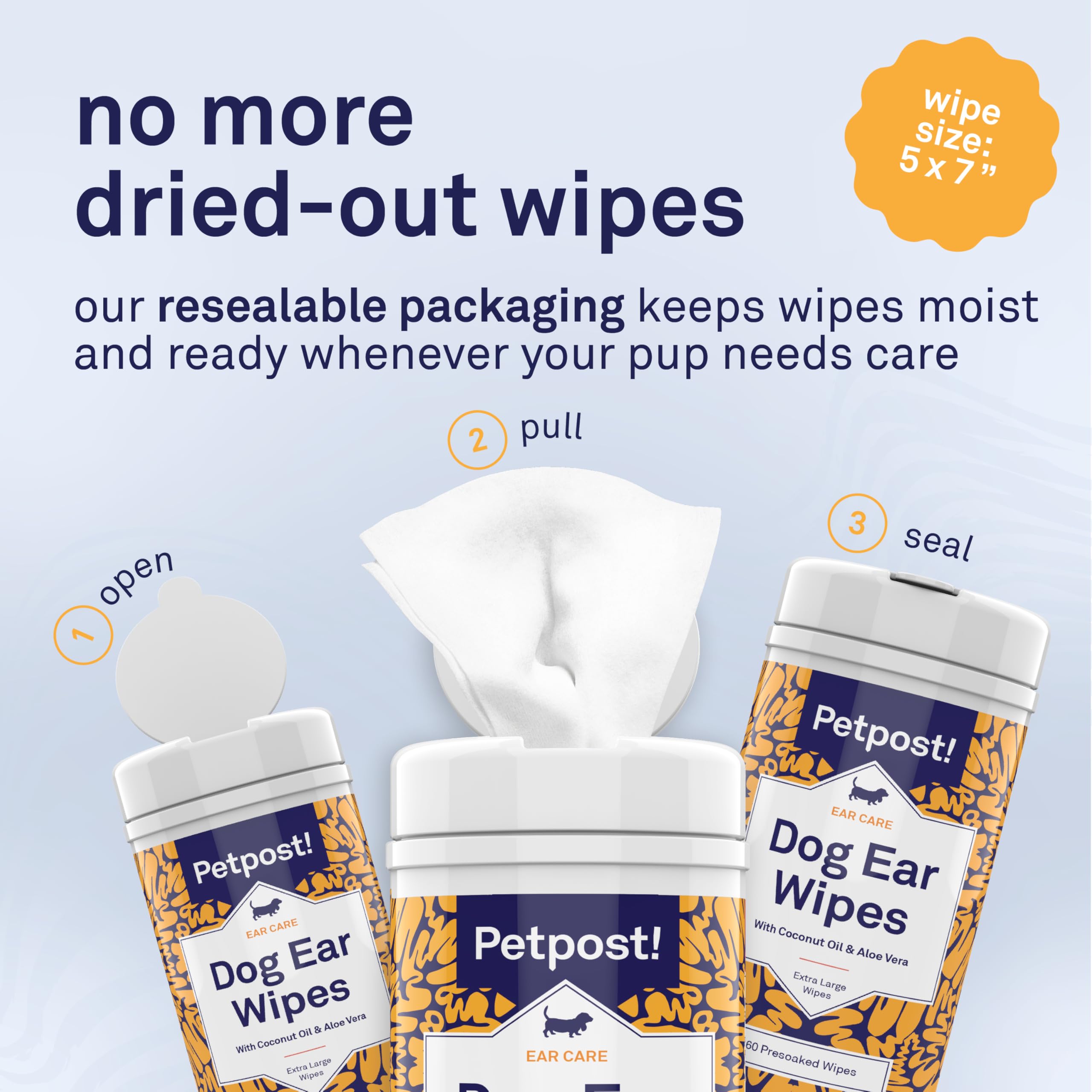 Petpost Large Dog Ear Cleaner Wipes | Ultra Soft XL Cotton Pads in Coconut Oil Aloe Solution | Remedy for Dog Ear Rinse & Cleans