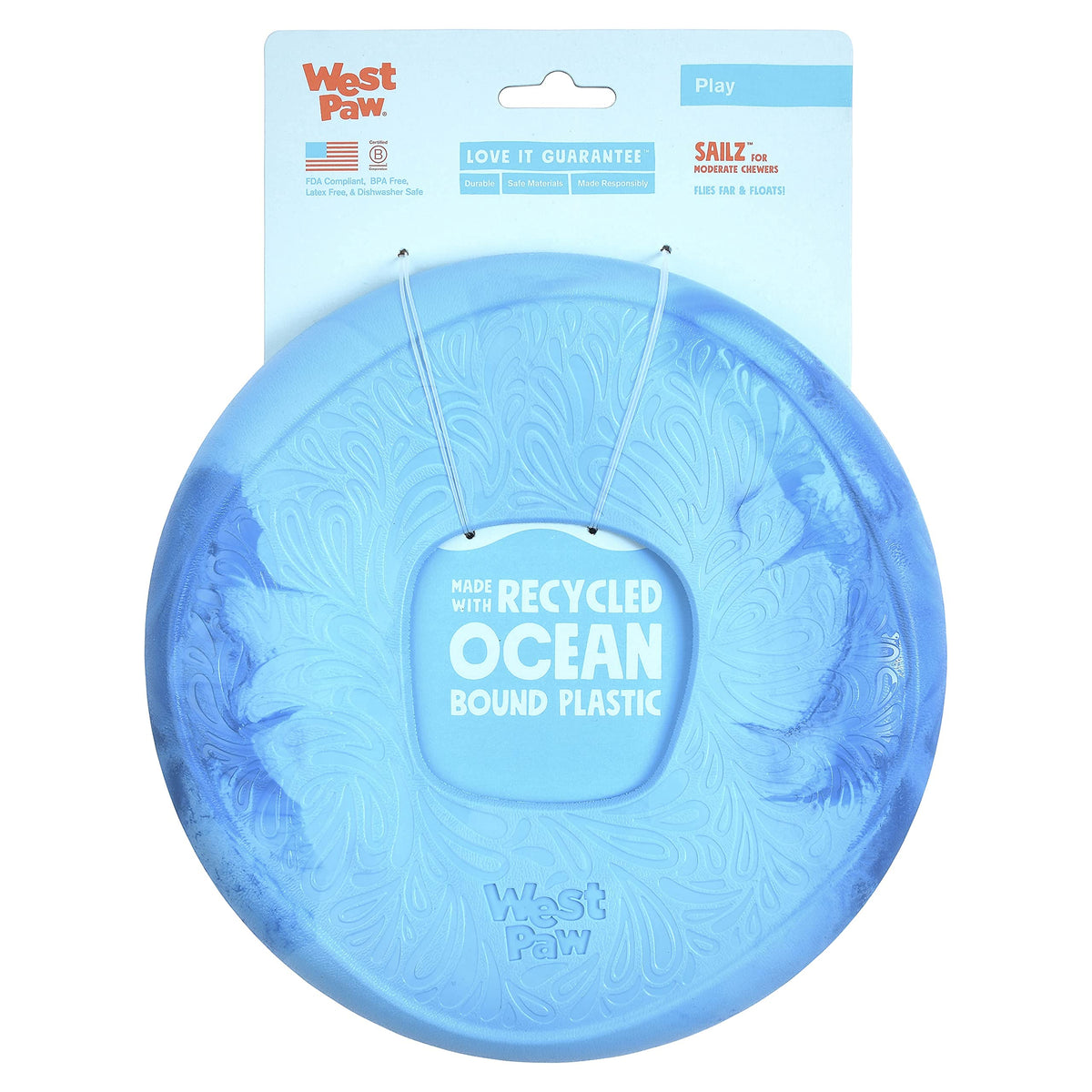 West Paw Seaflex Sailz Dog Toy Flying Disc - Machine Washable Dog Toys For Moderate Chewers - Eco-Friendly Zogoflex Toys For Dog