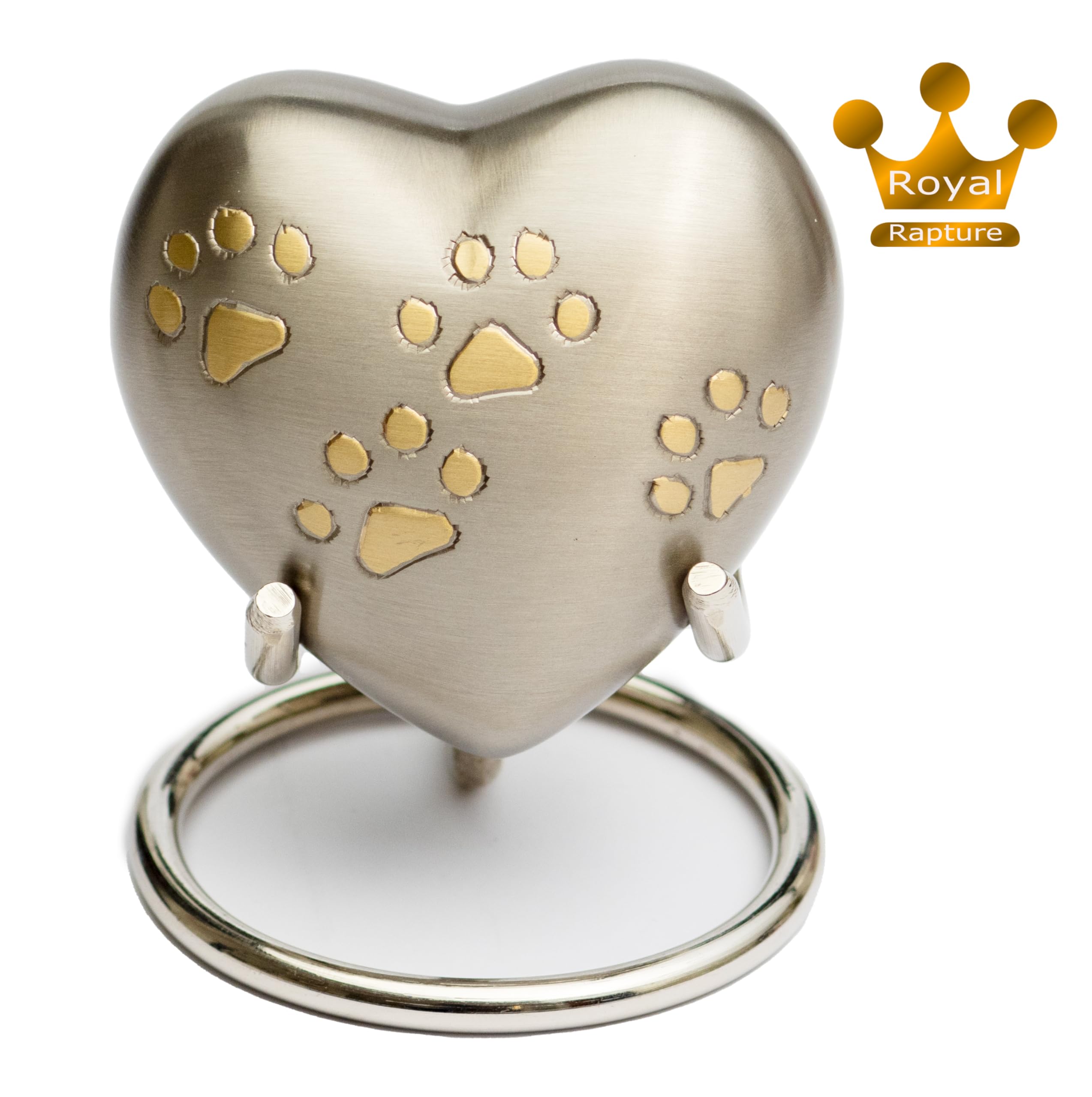 Royal Rapture Urn For Ashes Paw Heart Funeral Cremation Memorial Keepsake Pet Dog Cat|With Stand (Pewter 3) Rhp01-03