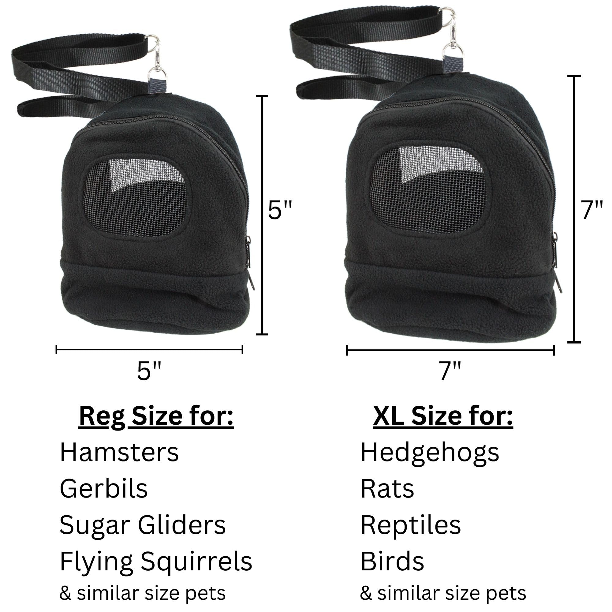 Kucci Carry Pouch - Fleece Travel Bonding Carrier Bag - For Sugar Gliders, Squirrels, Marmosets, Hamsters, Rodents, Rats, Reptil