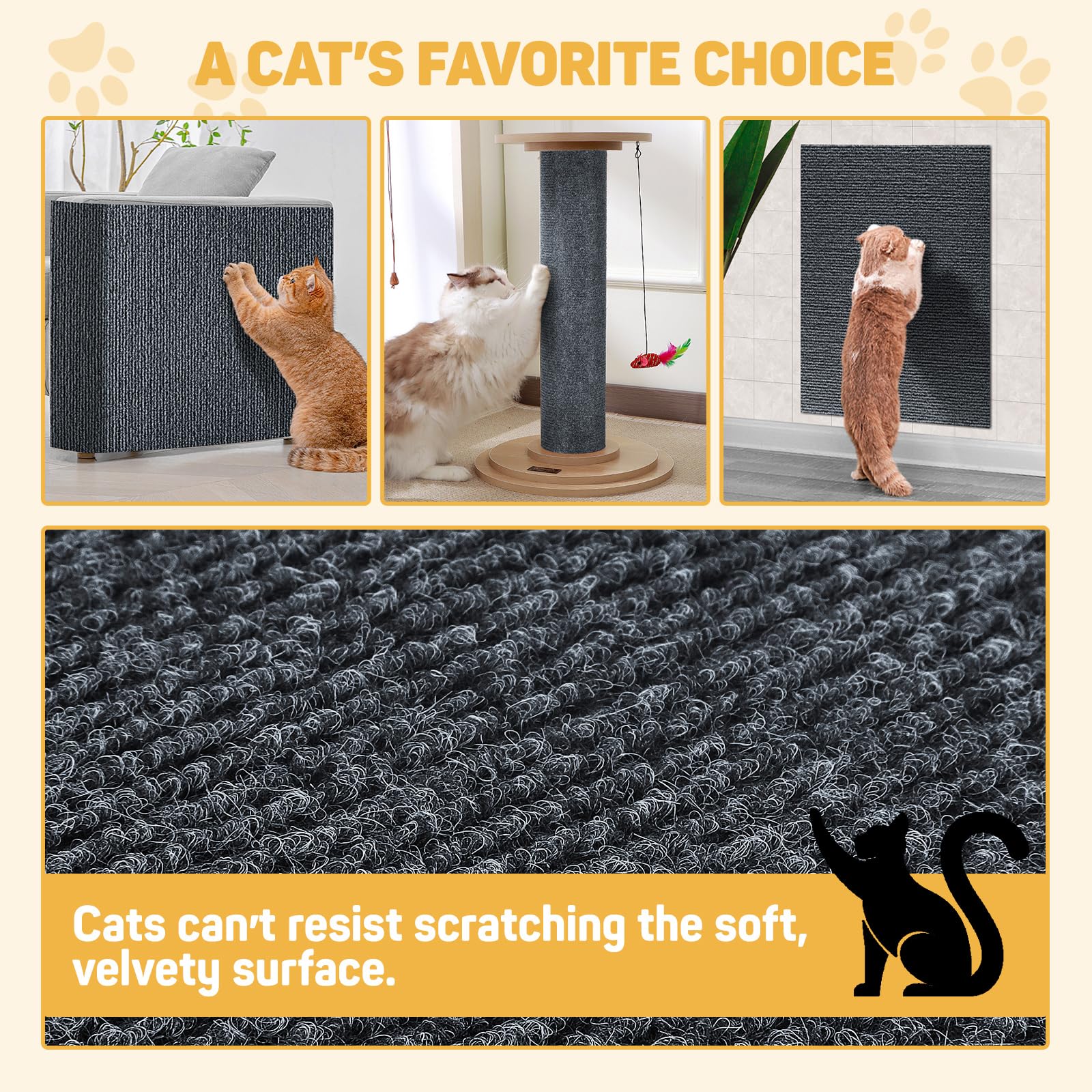7-Pack Cat Scratch Couch Furniture Protector (Khaki),Pre-Cut, 11.81'' X 15.74'' Each, Self-Adhesive Cat Scratch Pads, Durable Ca