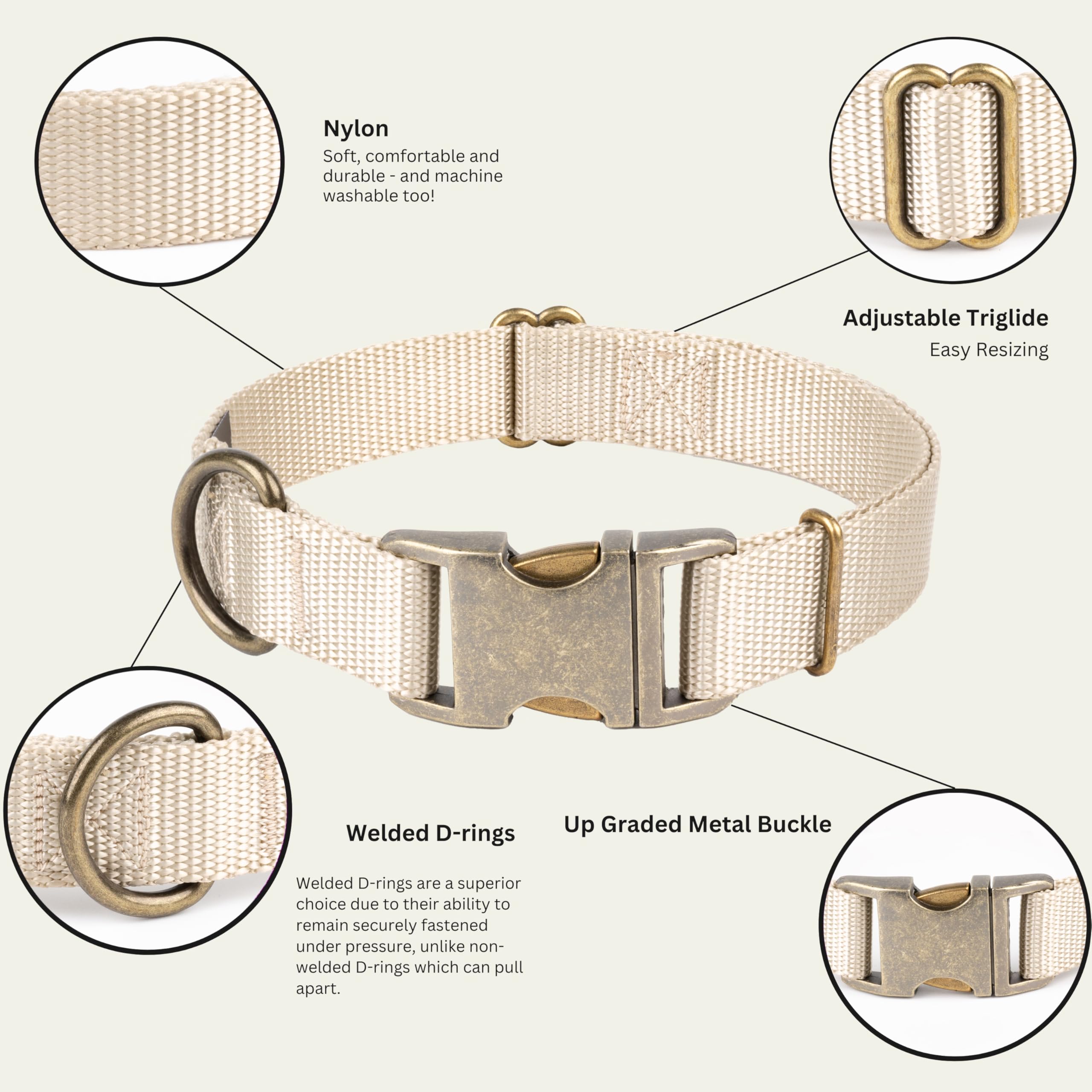 Country Brook Petz - Premium Nylon Dog Collar With Metal Buckle For Small Medium Large Breeds - Vibrant 30+ Color Selection (Lar