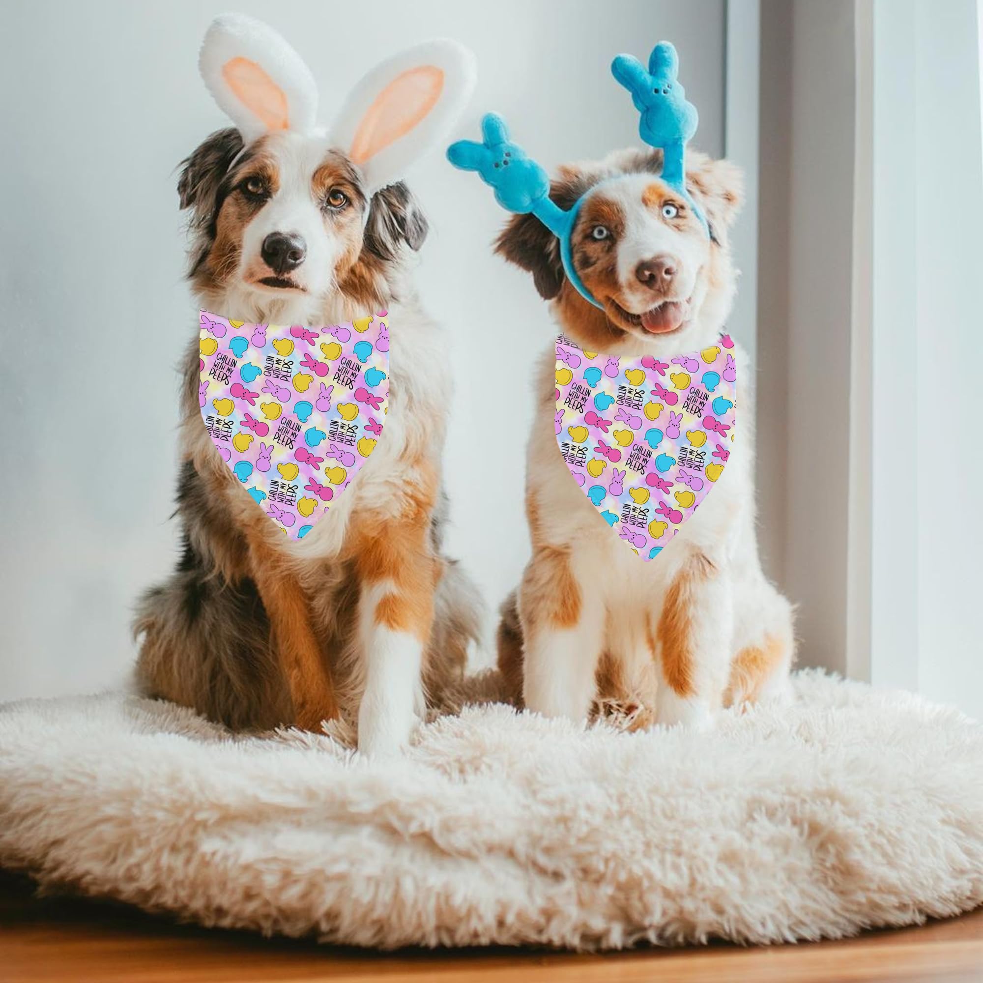 Happy Easter Dog Bandanas, Chillin With My P.Eps Dog Scarfs For Boy And Girl, Pet Scarves For Holiday Bandanas For Small Medium