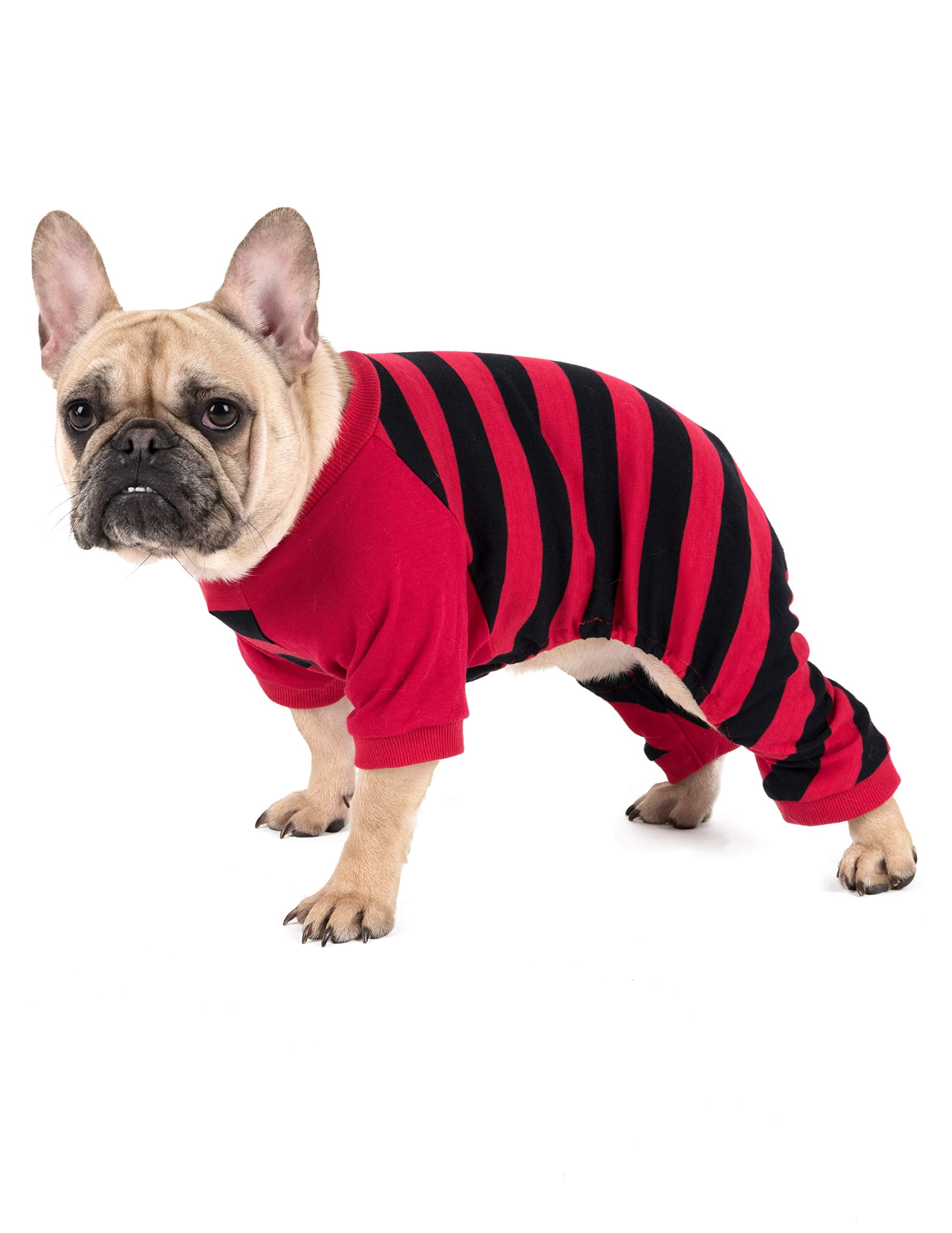 Leveret Matching Dog Pajamas Christmas Pjs 100% Cotton Red/Black Stripes Size Small