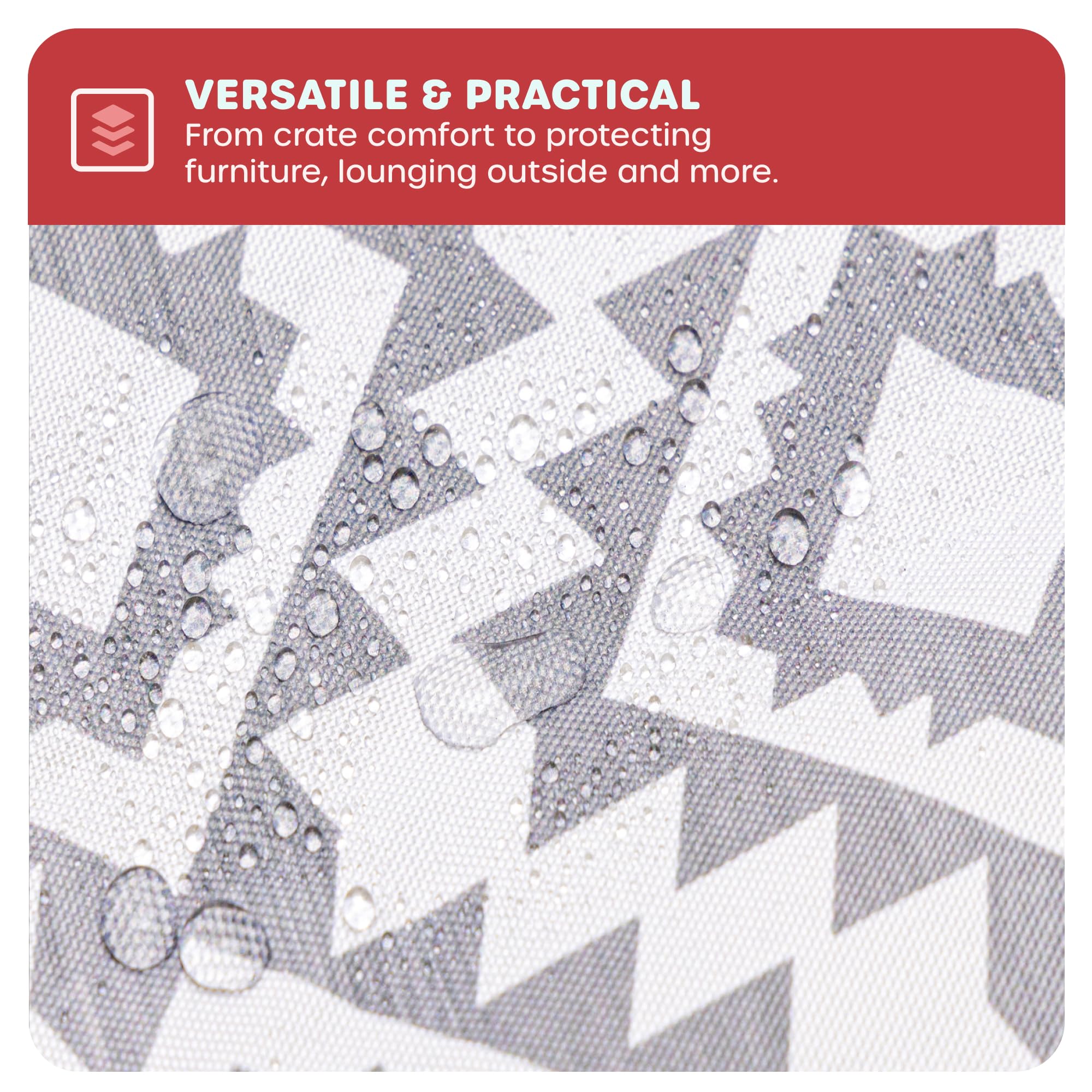 Downtown Pet Supply Dog Crate Pad, 29 X 20 Boho, Waterproof Ripstop Nylon Fabric, Chew Proof, Machine Washable, Medium Padded