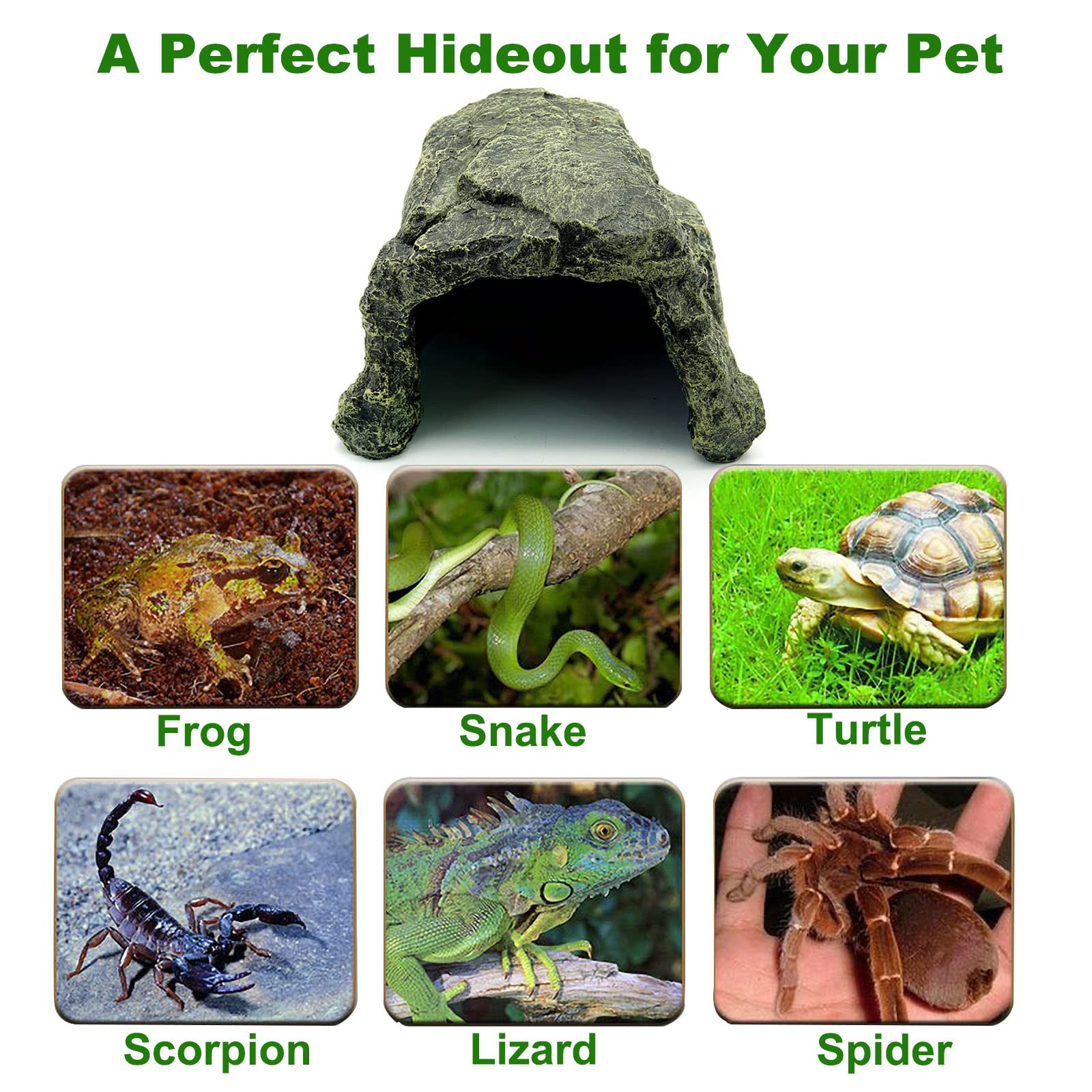 Besimple Aquarium Fish Hide Cave Decoration, Reptile Rock Hideouts Stone Cave Hide House Fish Tank Aquarium Accessories For Betta Shrimp Turtle Amphibians Small Lizards(Rock Hide Cave)