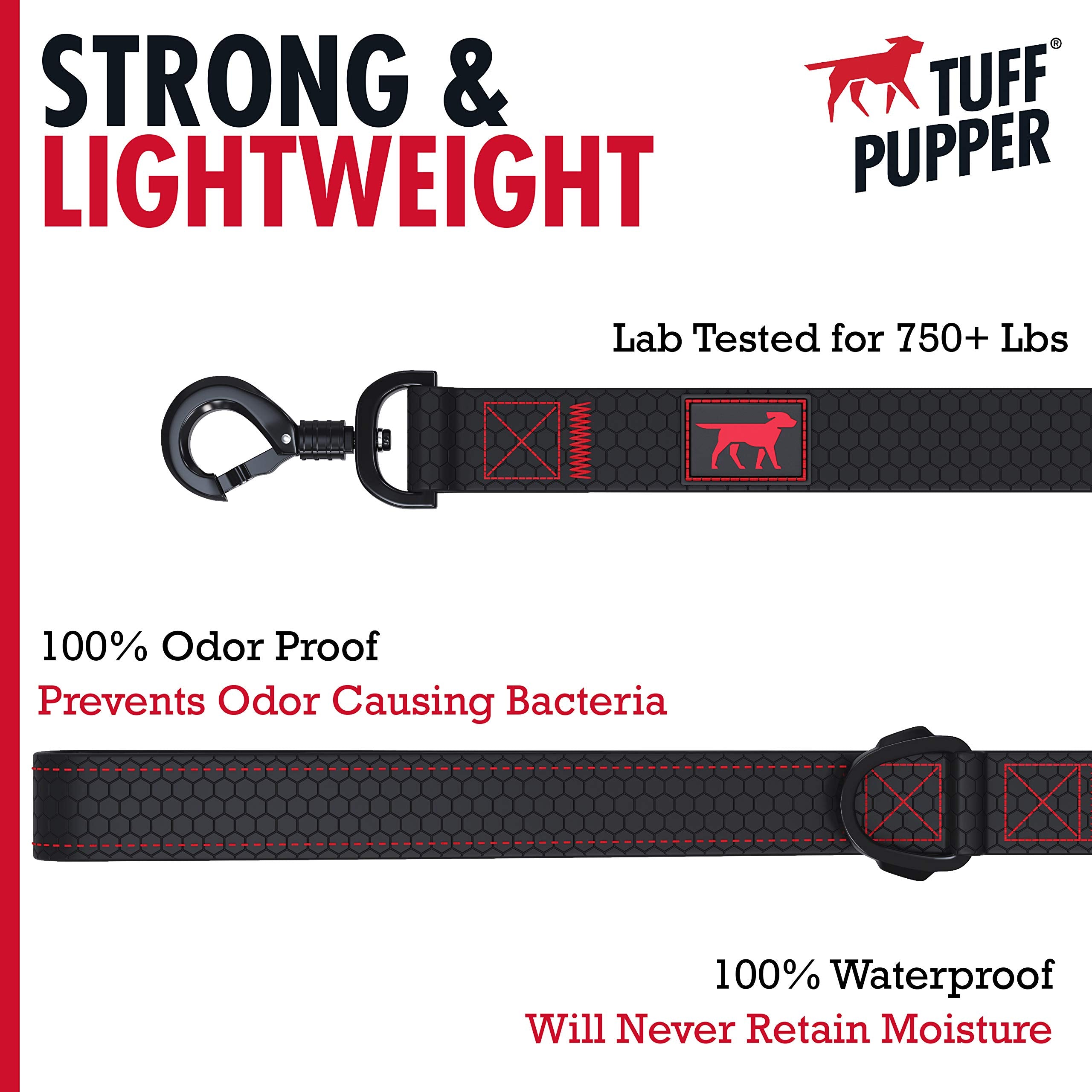 Tuff Pupper Heavy Duty Waterproof Dog Leash, 6ft PVC-Coated, Rover Green, Rust-Proof with Locking Carabiner