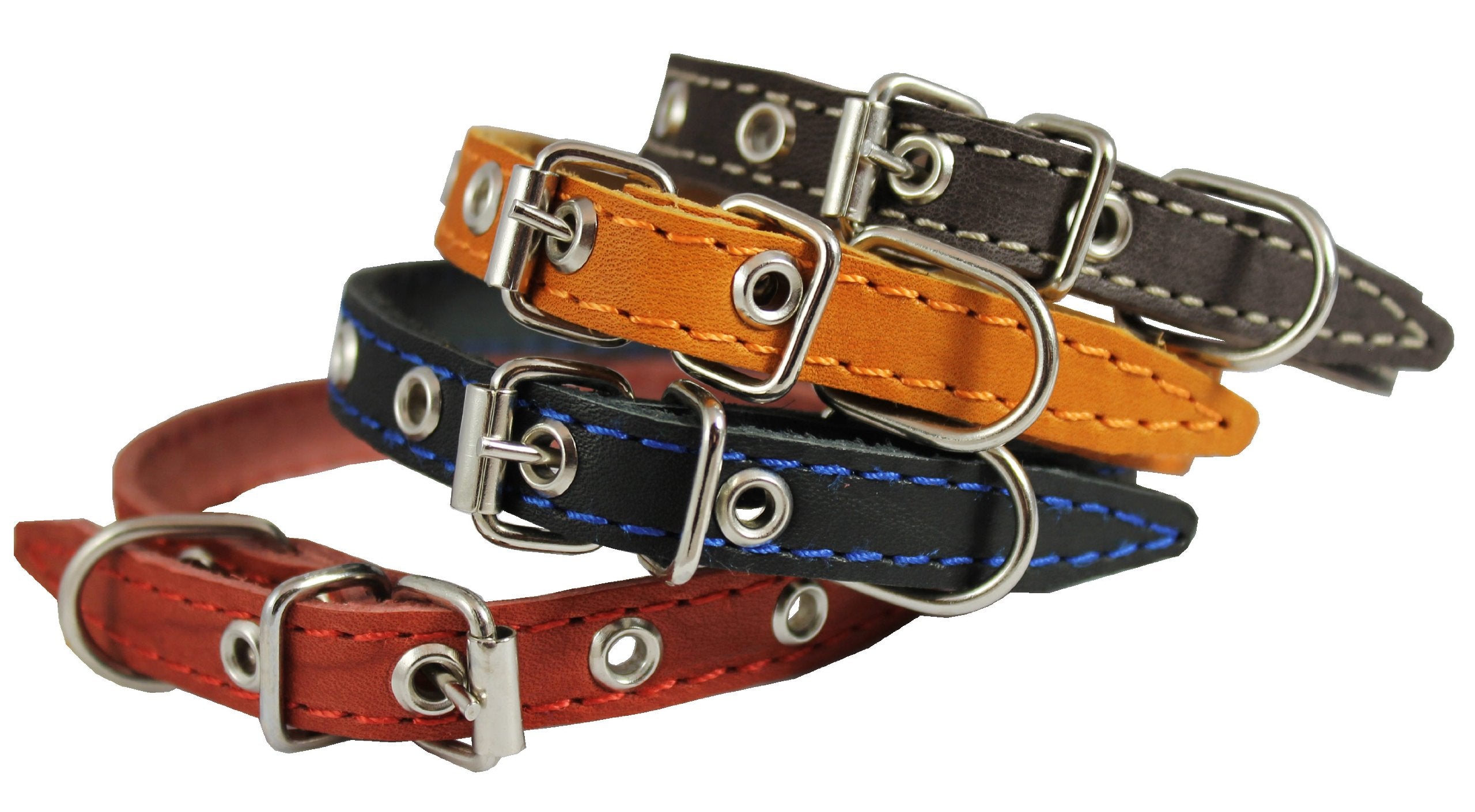 Brown Real Leather Dog Collar 9.5'-13' Neck Size, 1/2' Wide Yorkshire Terrier, Puppies