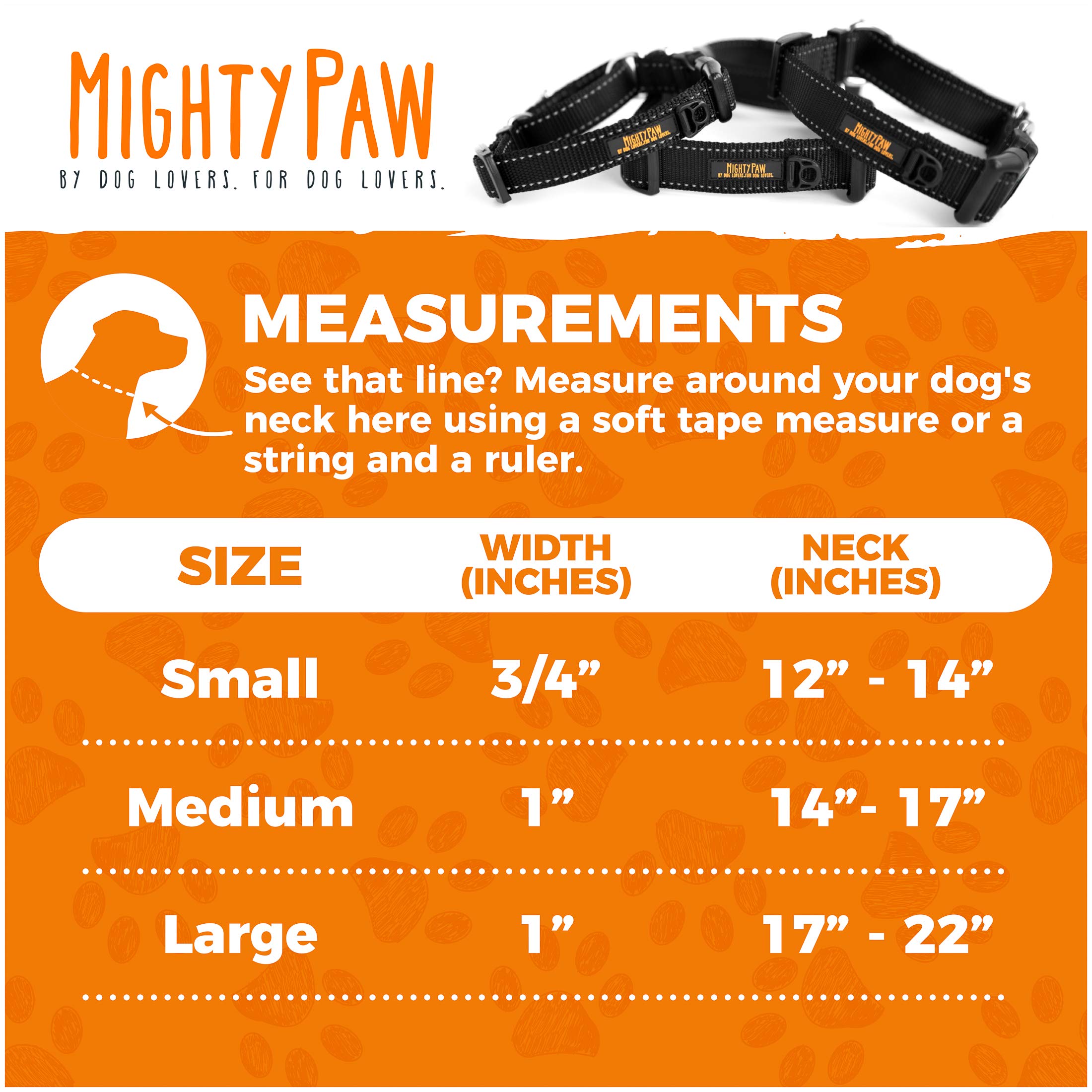 Mighty Paw Martingale Nylon Training Collar - Martingale Collar Dog - Limited Slip Design For Controlled Training - Reflective S