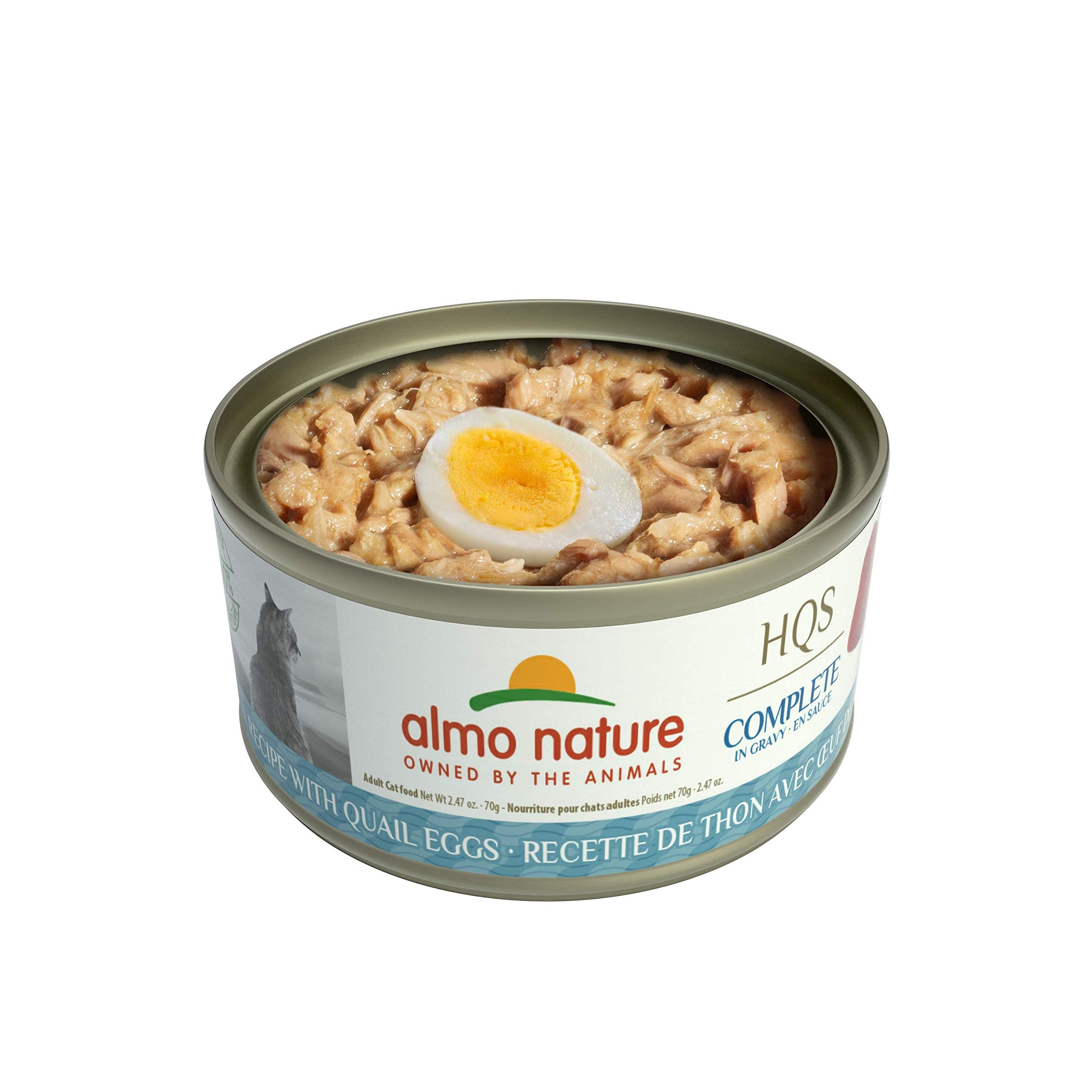 Almo Nature HQS Complete Tuna With Quail Egg In Gravy , Grain Fre, Adult Cat Canned Wet Food, Flaked.
