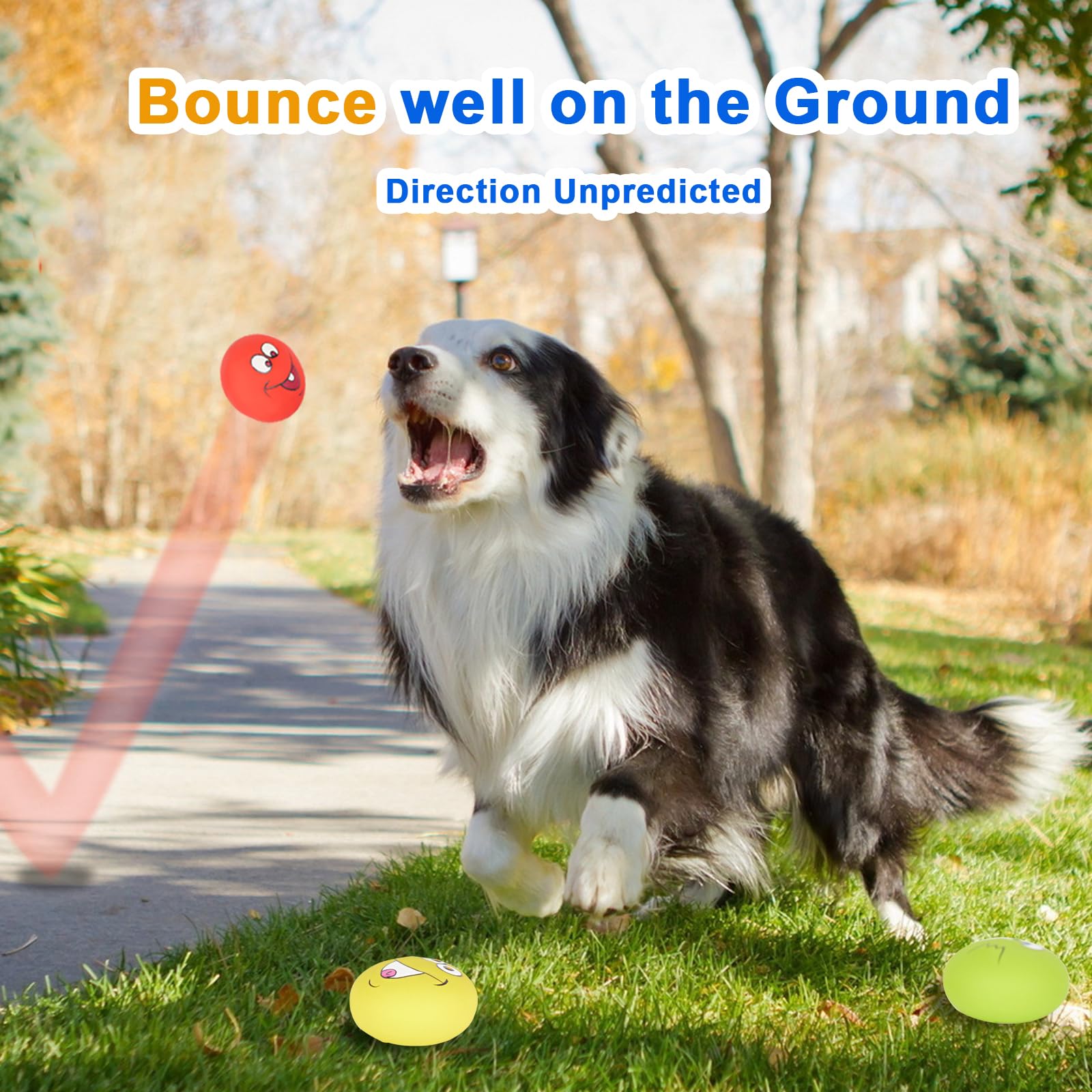 Gulucute Dog Squeaky Toys Fun Emoji Latex Squeaky Dog Balls Large Size Chewing Rubber Soft Interactive Fetch Play Balls For Big