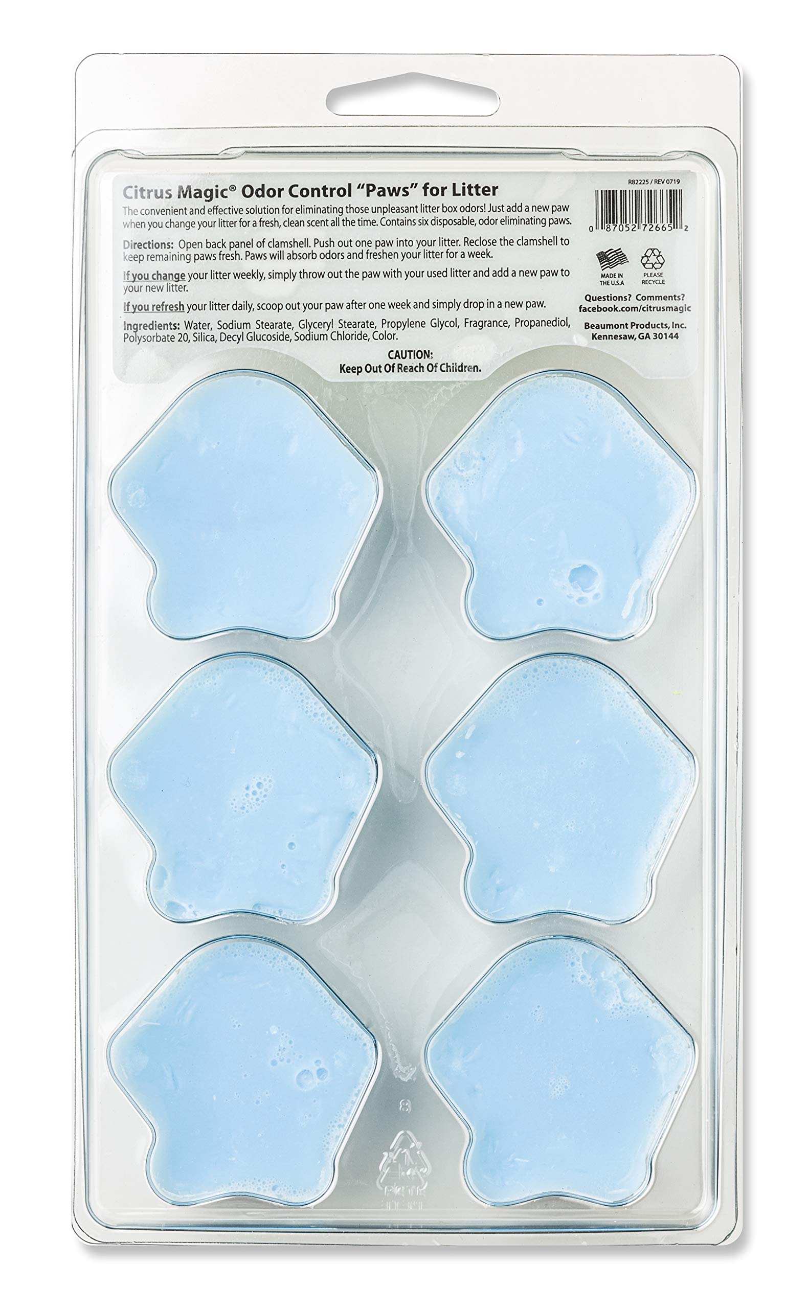 Citrus Magic Pet Odor Control 'Paws' For Litter, Fresh Linen, 6-Count, 6 Oz (Pack Of 6)