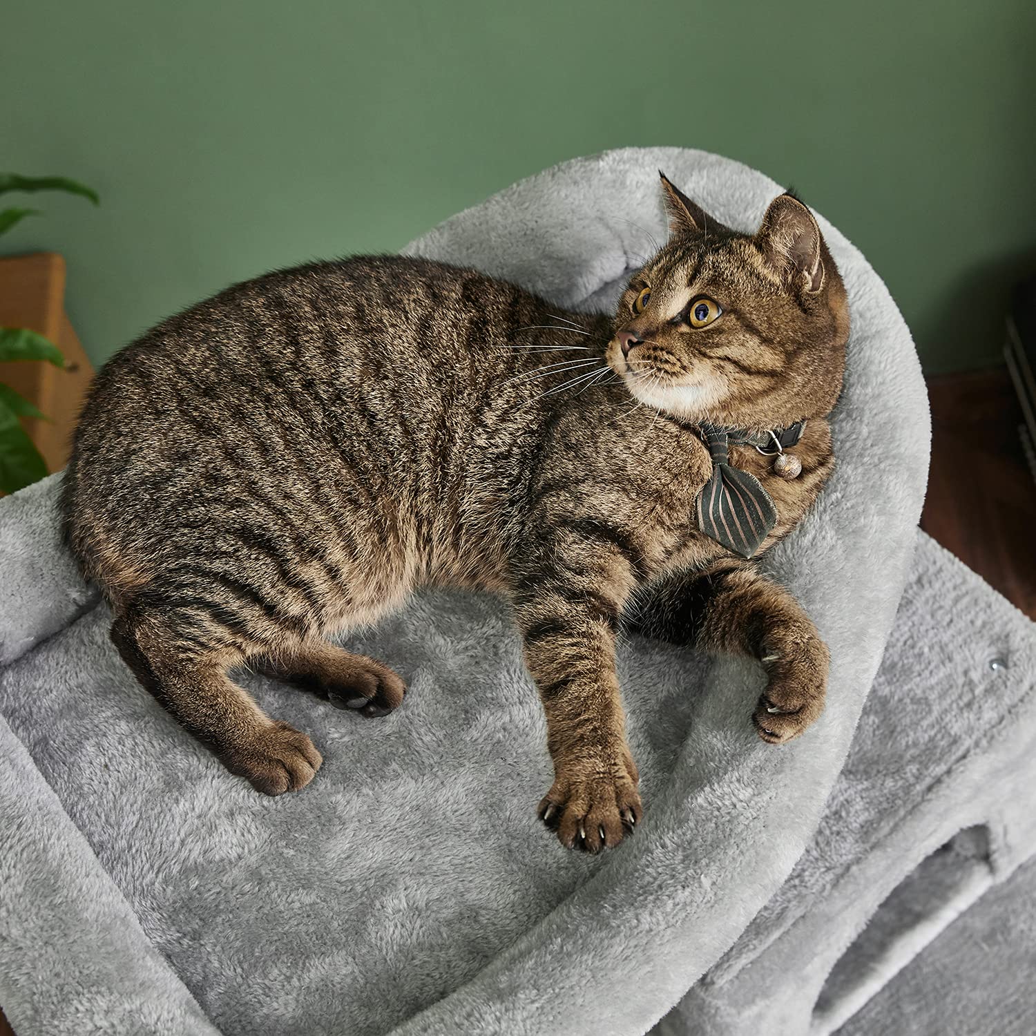 Catinsider 46.5 Inches Cat Tree Multi-Level Cat Tower With Sisal-Covered Scratching Posts, Plush Perches, Hammock And Condo For Cats Light Gray