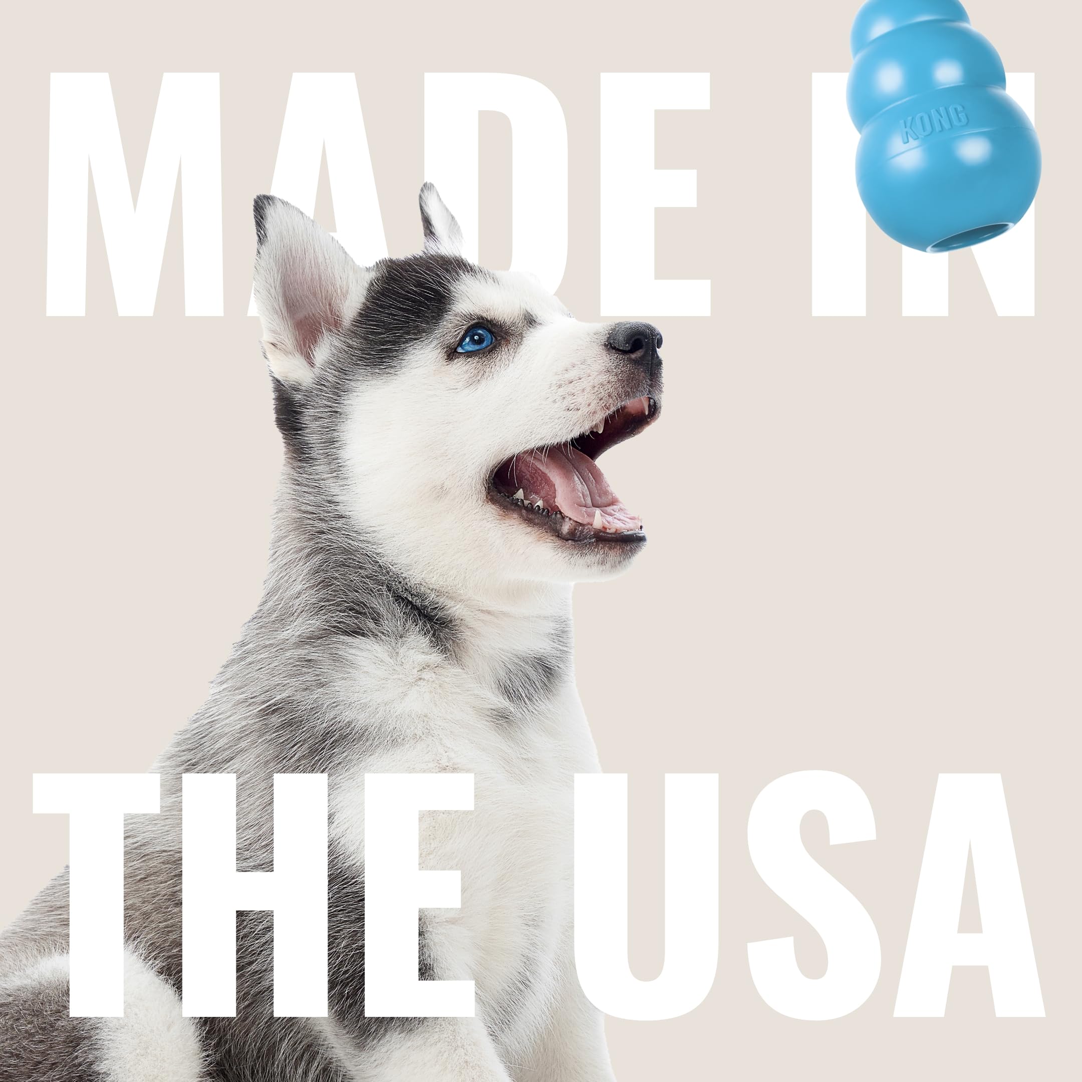 Kong Puppy - Natural Teething Rubber Chew Toy For Dogs - Stuffable Dog Toy For Extended Playtime - Chew & Fetch Toy For Puppies - For Xs Puppies - Blue