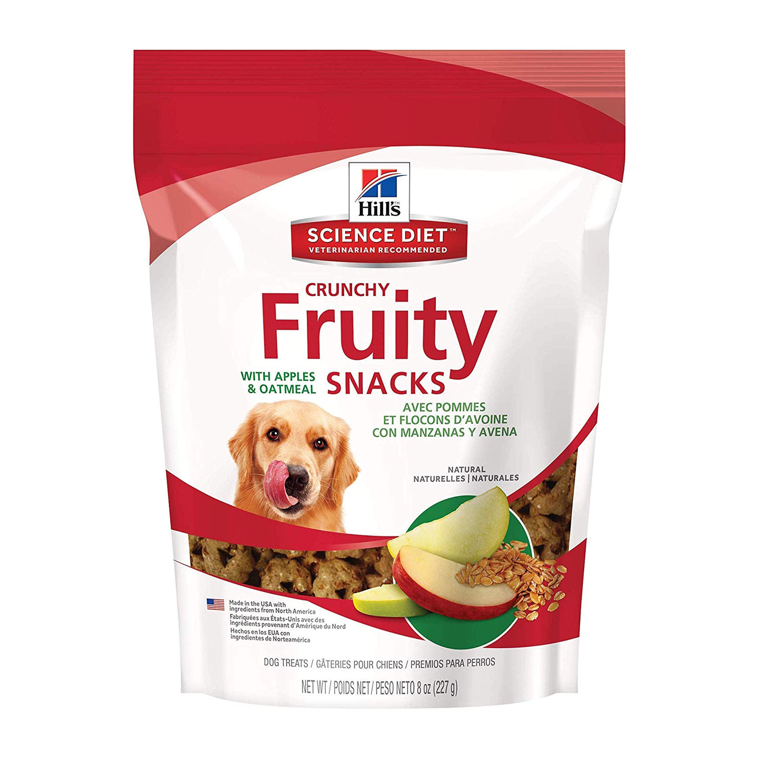 Hills Natural Fruity Crunchy Snacks, All Life Stages, Great Taste, Dog Treats, Apples & Oatmeal , 8 oz Bag