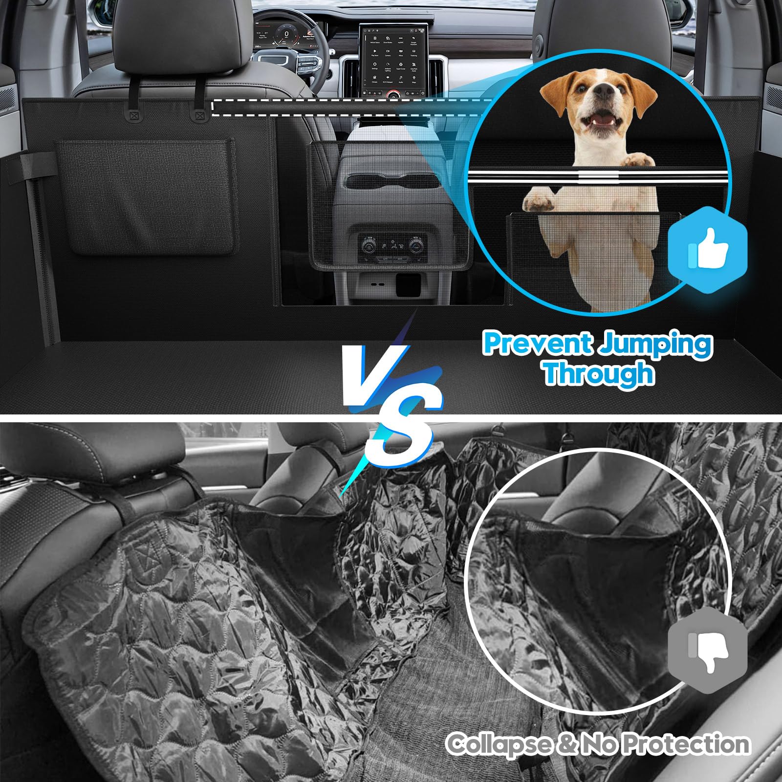 Automiim Floor Dog Hammock For Truck With Flip Up Seats, Crossbar Design Seat Cover For Back Seat Crew Cab, Xl Truck Pet Cover B