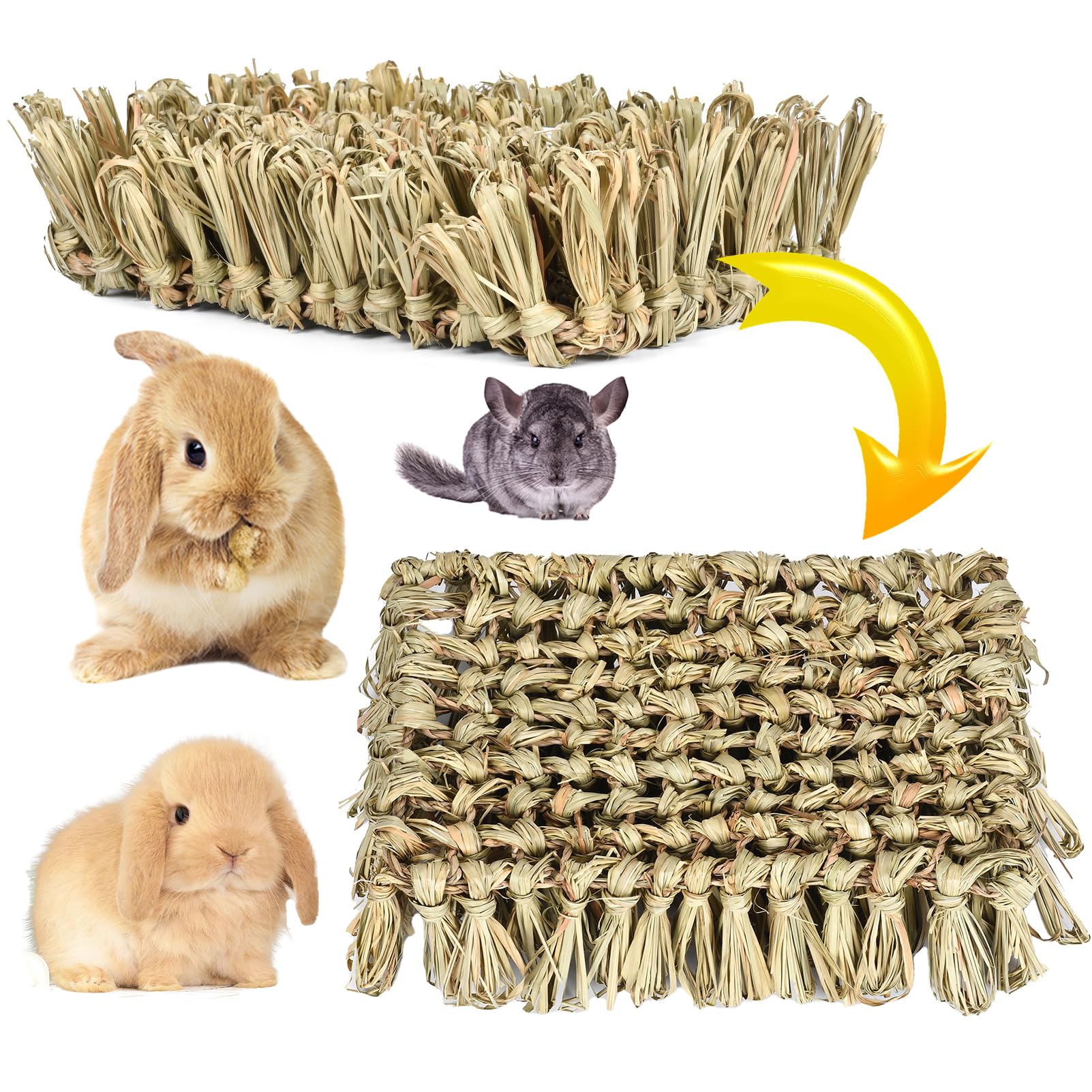 Rebecca Online Rabbit Grass Bed Timothy Hay Bunny Mat - Natural Chewable Pet Nest For Rabbits, Guinea Pigs, Hamsters - Safe, Org