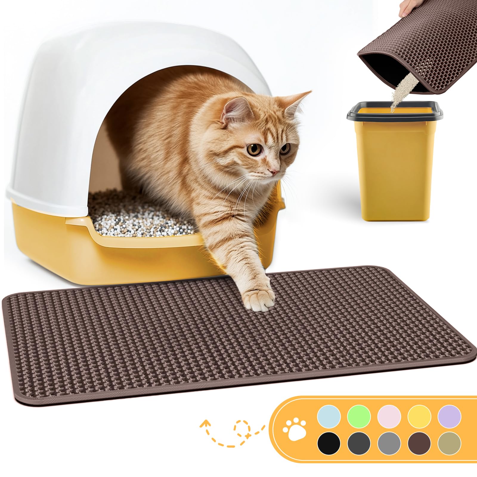 Cat Litter Mat - 23.2' X 14.6' Small Litter Trapping Mat, Easy To Clean Litter Box Mat, Waterproof, Urine-Proof, Non-Slip Kitt