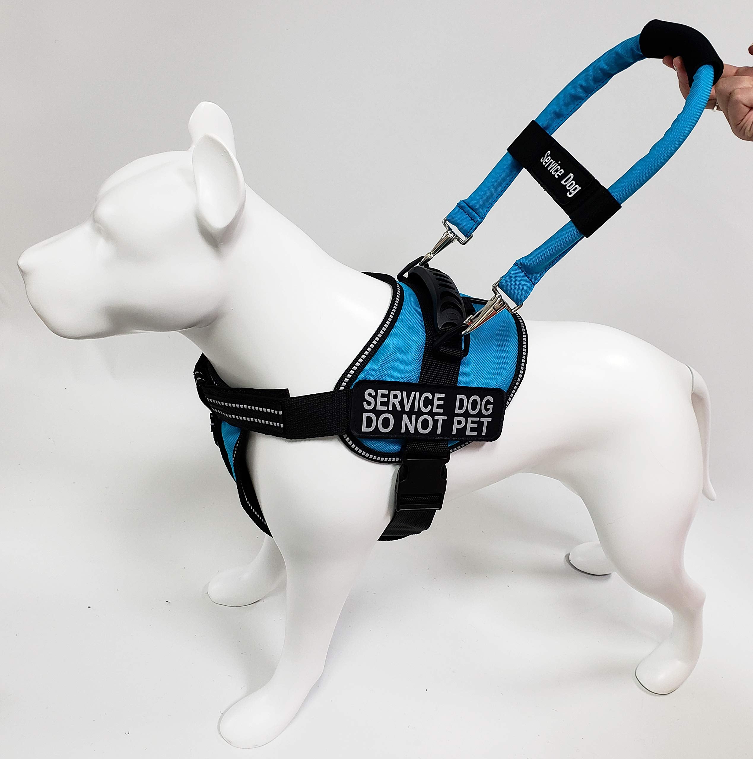 Activedogs Bridge Handle For Service Dog Vest & Harnesses - Extra Padded Cordura 12' Handle With Neoprene Grip & Elastic Service Dog Id Patch Band - Red