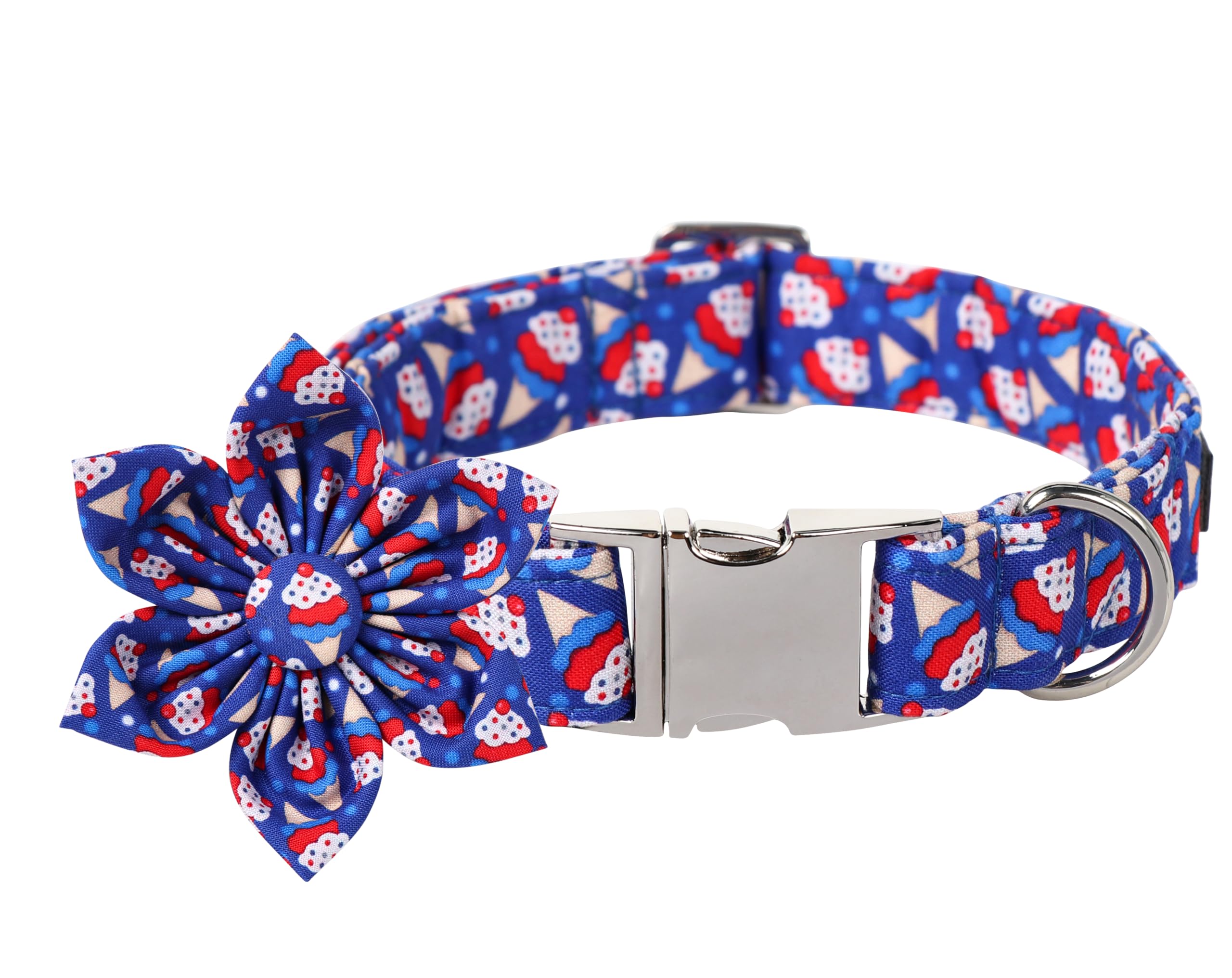 Lionet Paws Design Dogs Collar Cute Flower 4Th Of July Dog Collars For Girl Female Medium Large Dogs With Sundae Xl