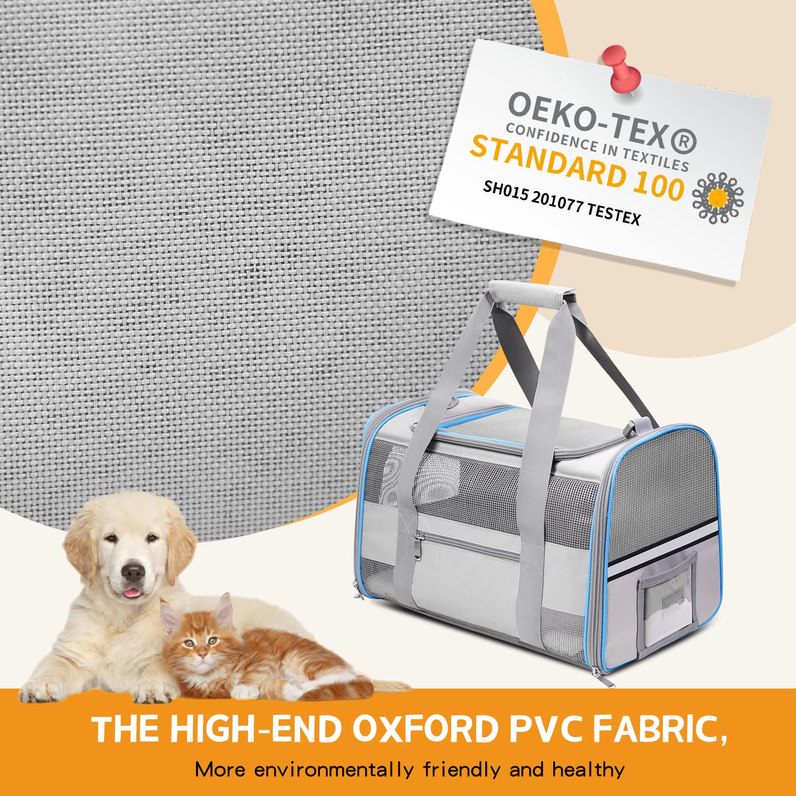 Cussiou Cat Carrier Dog Carrier Tsa Airline Approved For Small Dogs Cats Under 15 Lbs, Collapsible Soft Sided Travel Pet Carrier