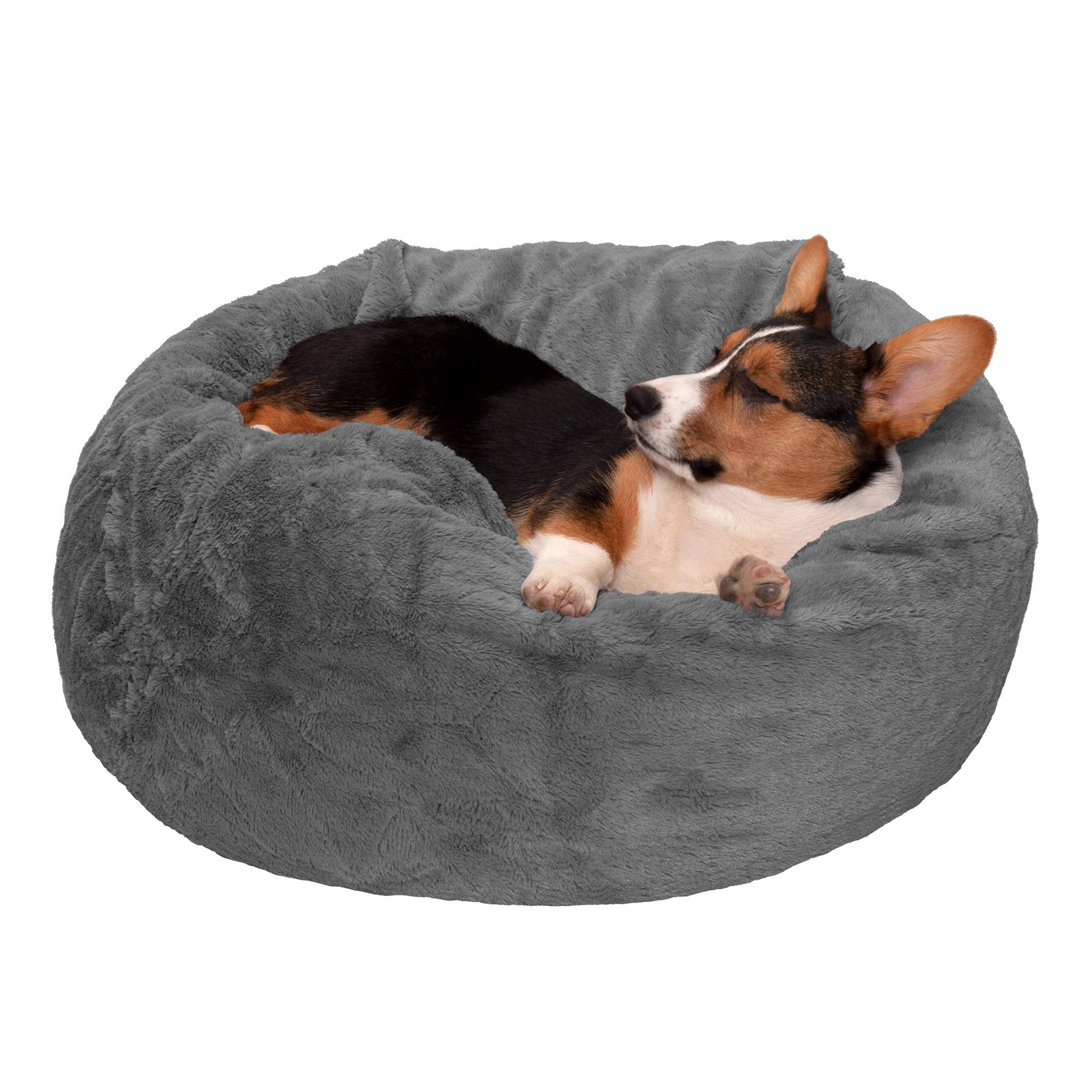 Furhaven Soft & Cozy Dog Bed for Medium/Small Dogs, Refillable w/ Removable Washable Cover & Liner, For Dogs Up to 35 lbs - Plus