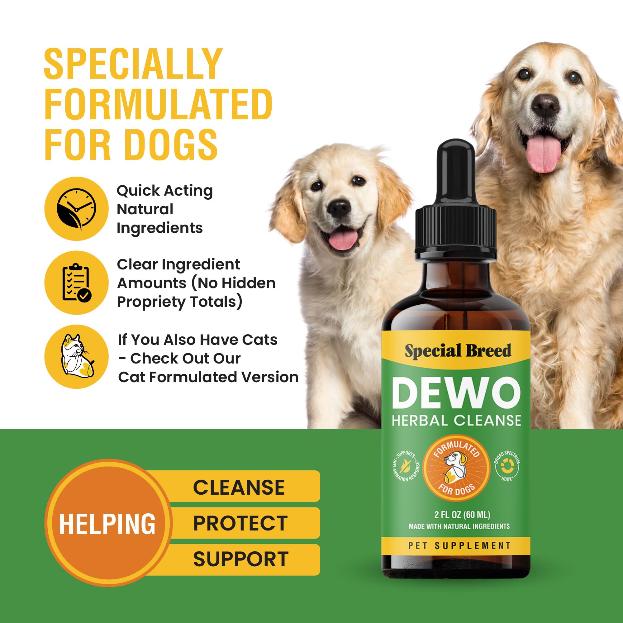 Specifically Formulated for Dogs, Natural Broad Spectrum Pet Supplement, Herbal Cleanse, Digestive Support for All Dog Breeds, G