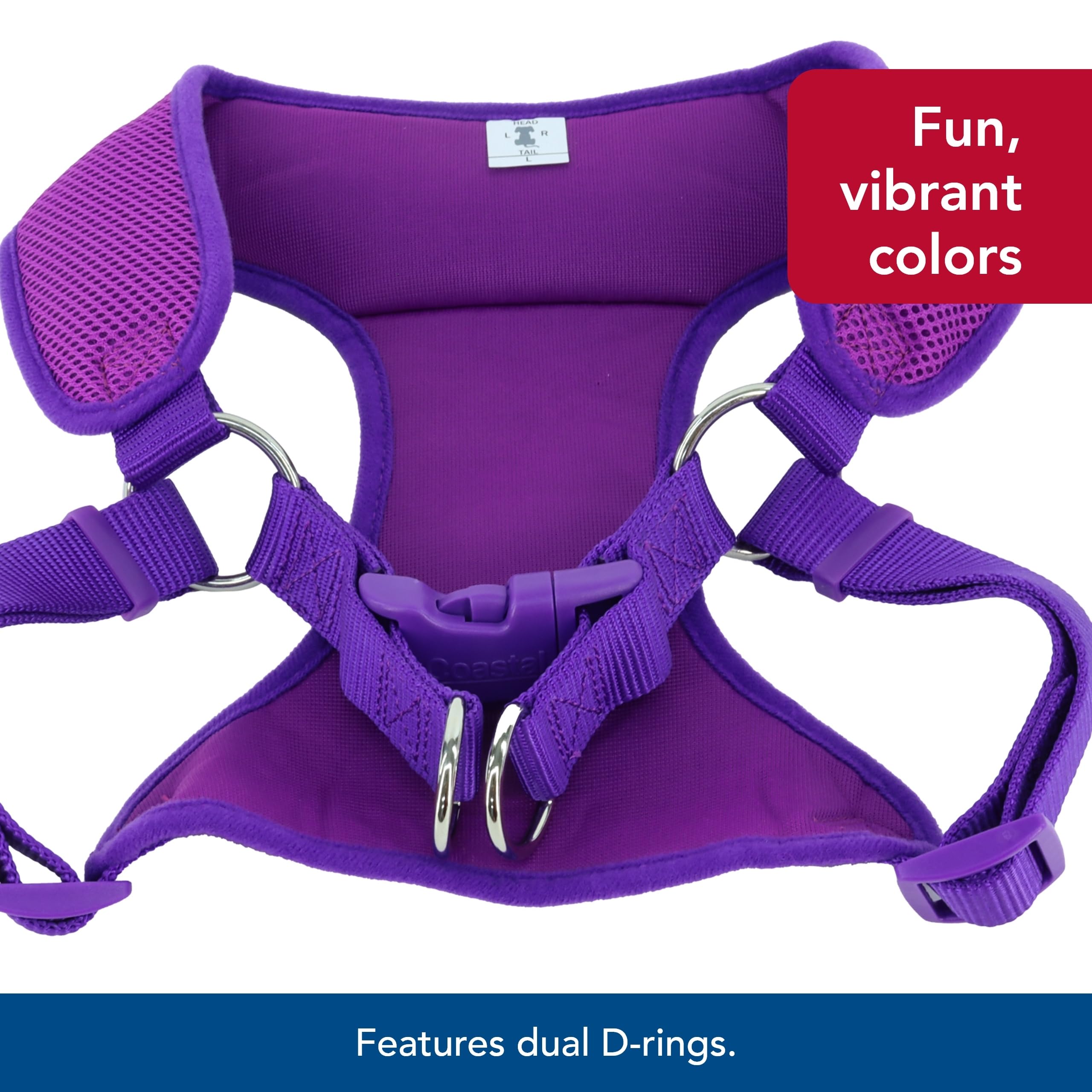 Coastal Pet Comfort Soft Wrap Adjustable Dog Harness - Comfortable Harness For Dog - Adjustable Fit - Easy Step-In Design - Breathable Fabric Mesh - Orchid, 5/8' X 16'-19'