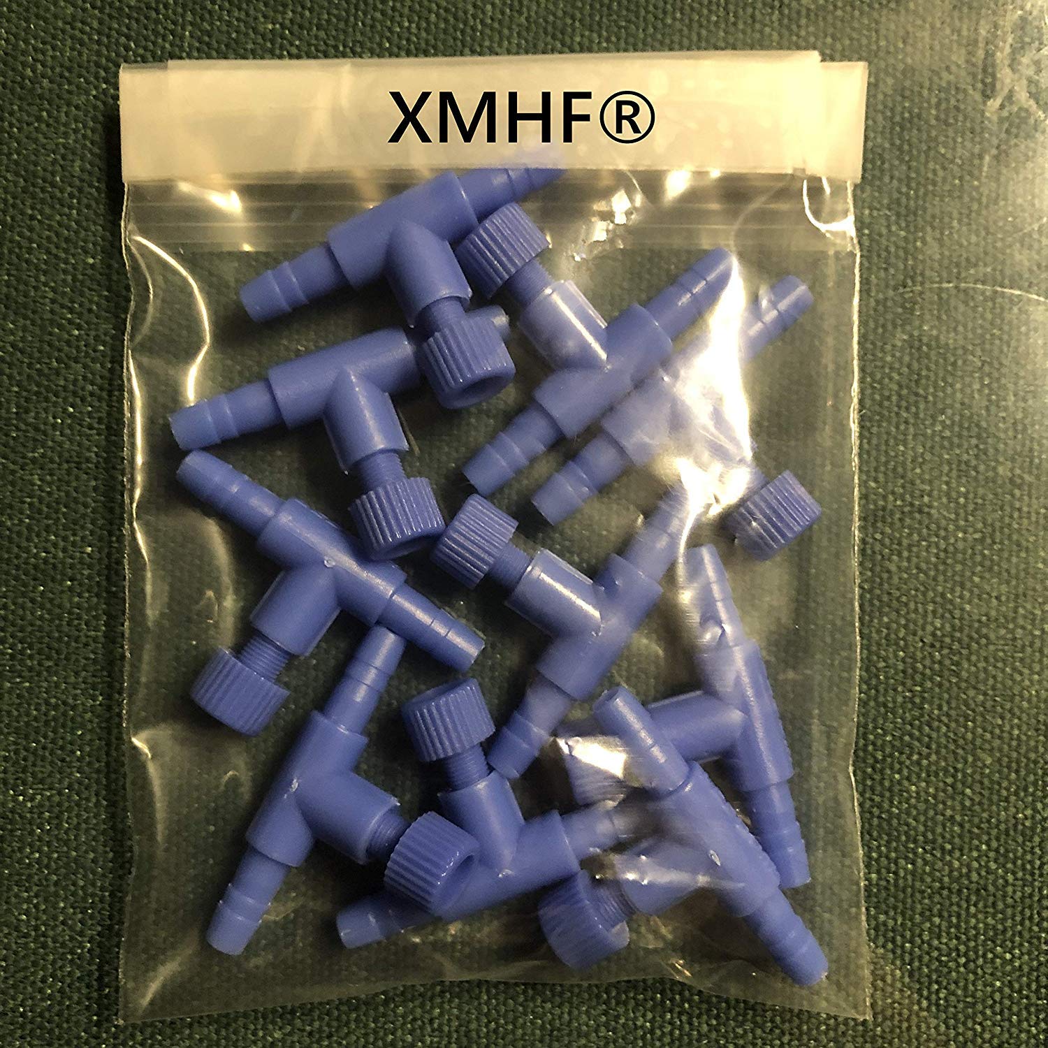 Xmhf 10 Pcs Blue Plastic T Shaped Aquarium 2 Way Air Pump Control Valves For Fish Tank
