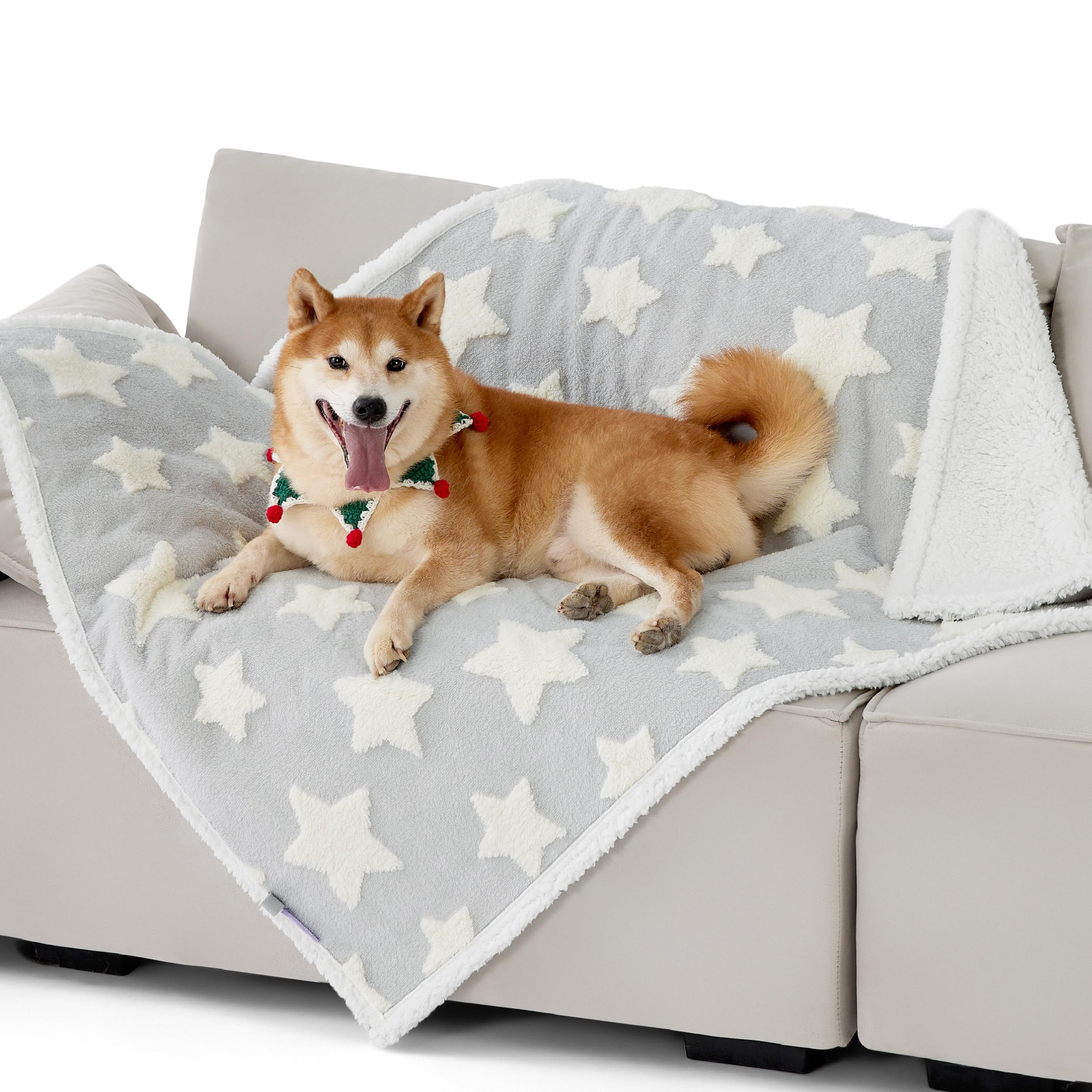 Lesure Waterproof Dog Blanket For Large Dogs - Washable Double Sided Dog Blankets With Warm Jacquard Shag And Soft Sherpa Fleece